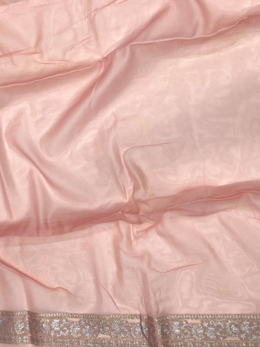 Light Pink Lakhnavi Bandla Zari Weaving Saree by My Store