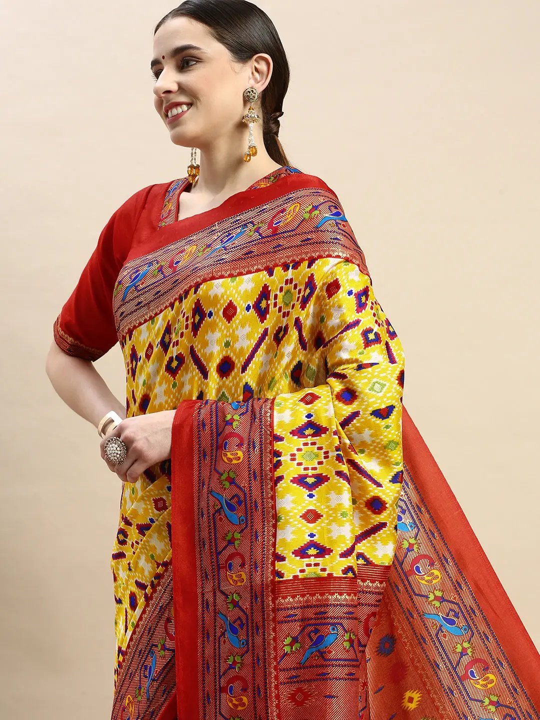 Design Soft Chanderi Silk Patola Festive Wear Saree by My Store