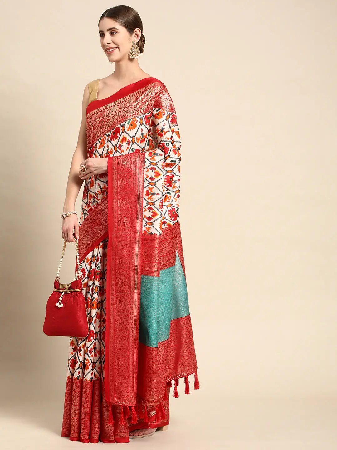 Design Soft Chanderi Silk Patola Design Festive Wear Saree by My Store