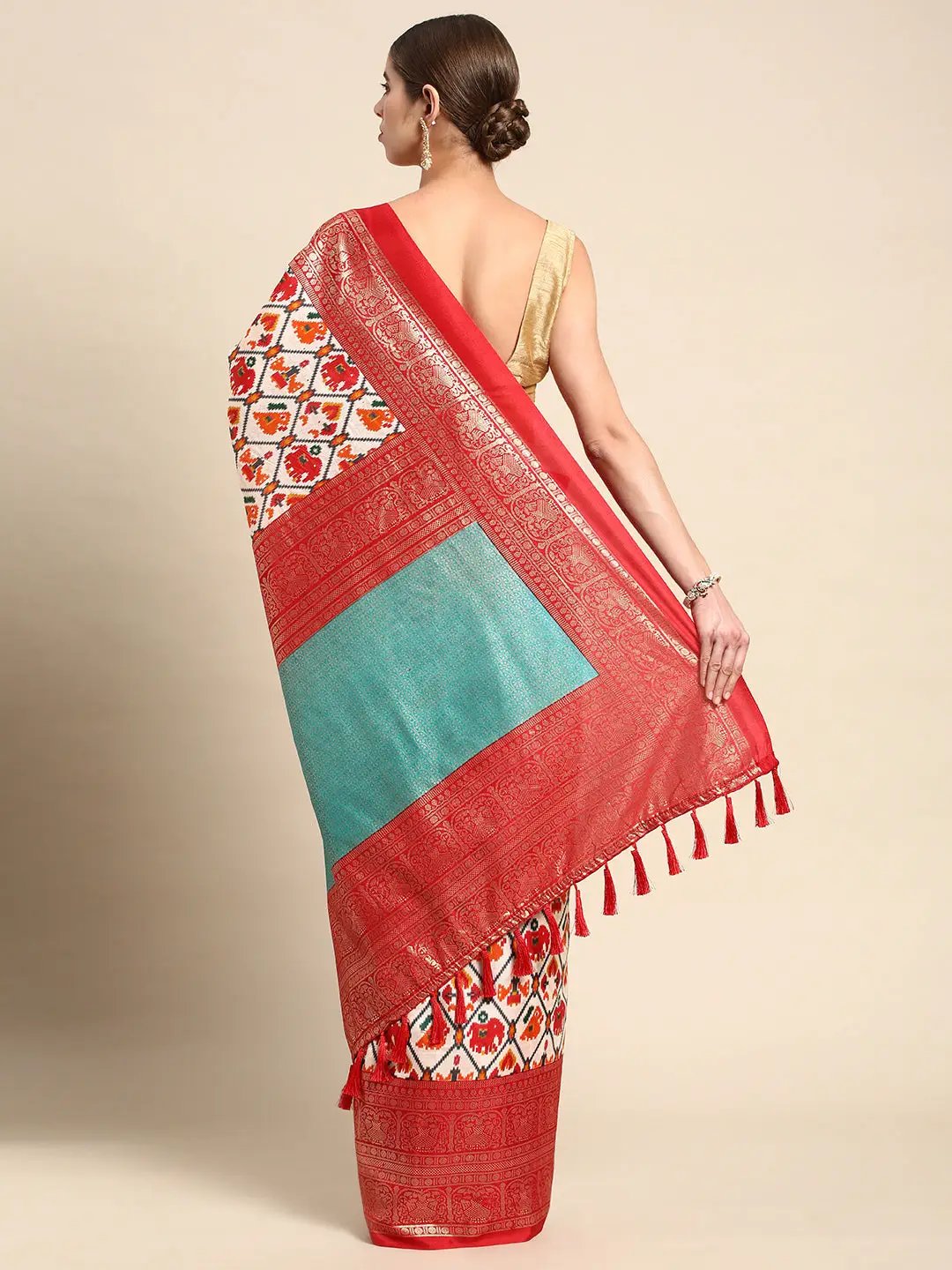 Design Soft Chanderi Silk Patola Design Festive Wear Saree by My Store