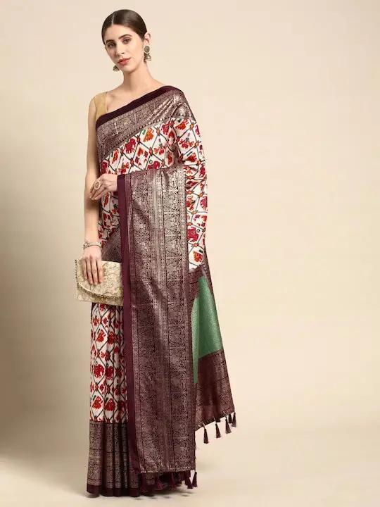 Design Soft Chanderi Silk Patola Design Festive Wear Saree by My Store