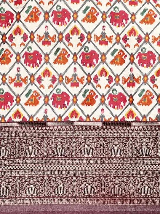 Design Soft Chanderi Silk Patola Design Festive Wear Saree by My Store