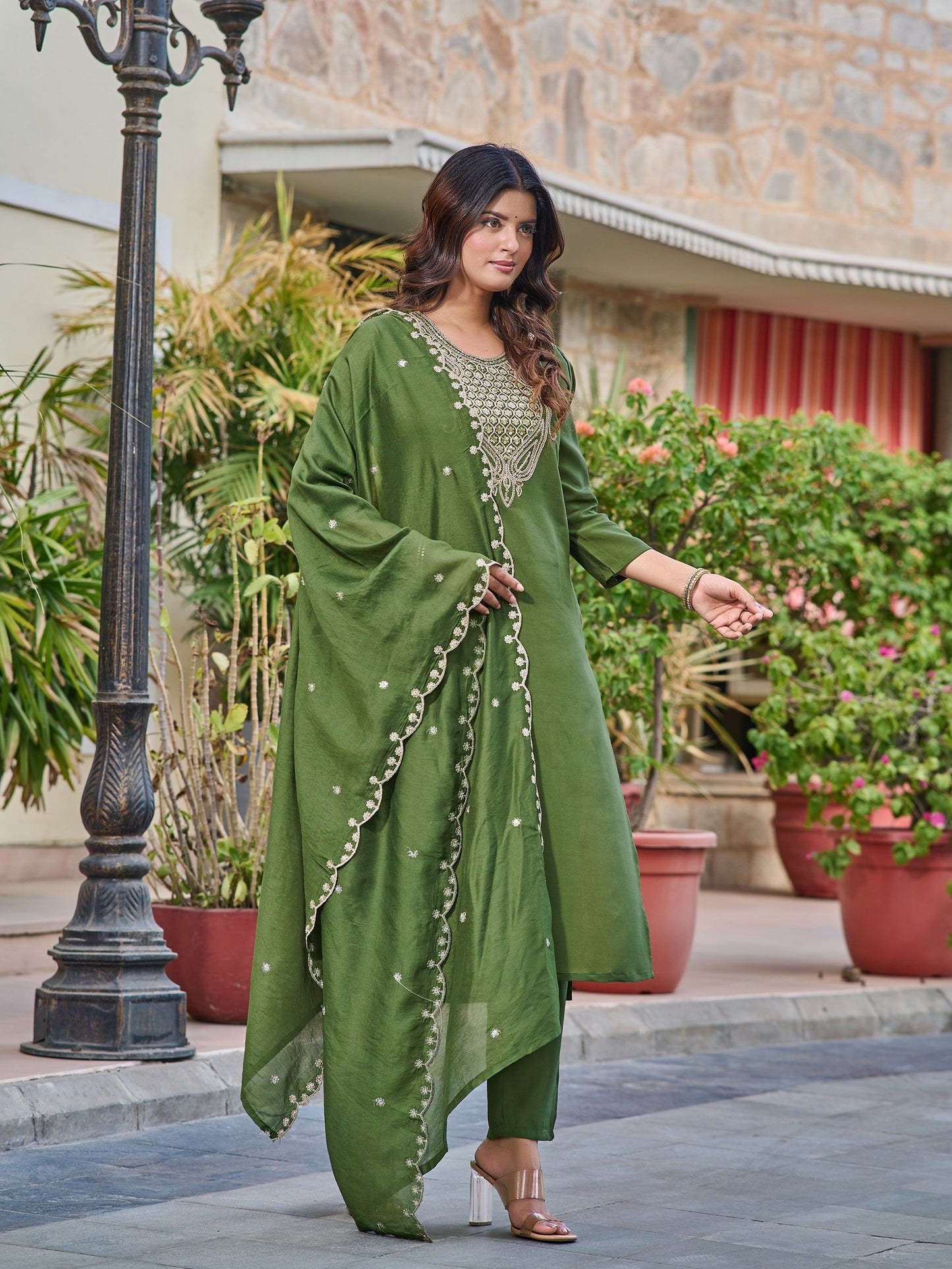 Festival Wear Green Kurta Set For Women