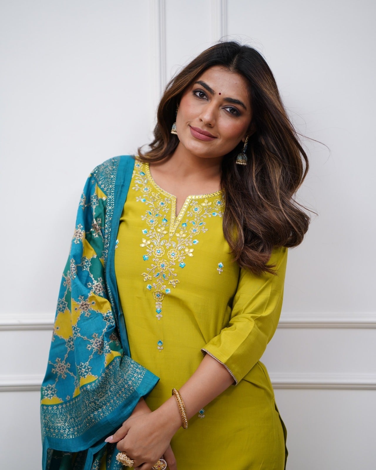 Silk Embroidered Yellow Kurta Set
