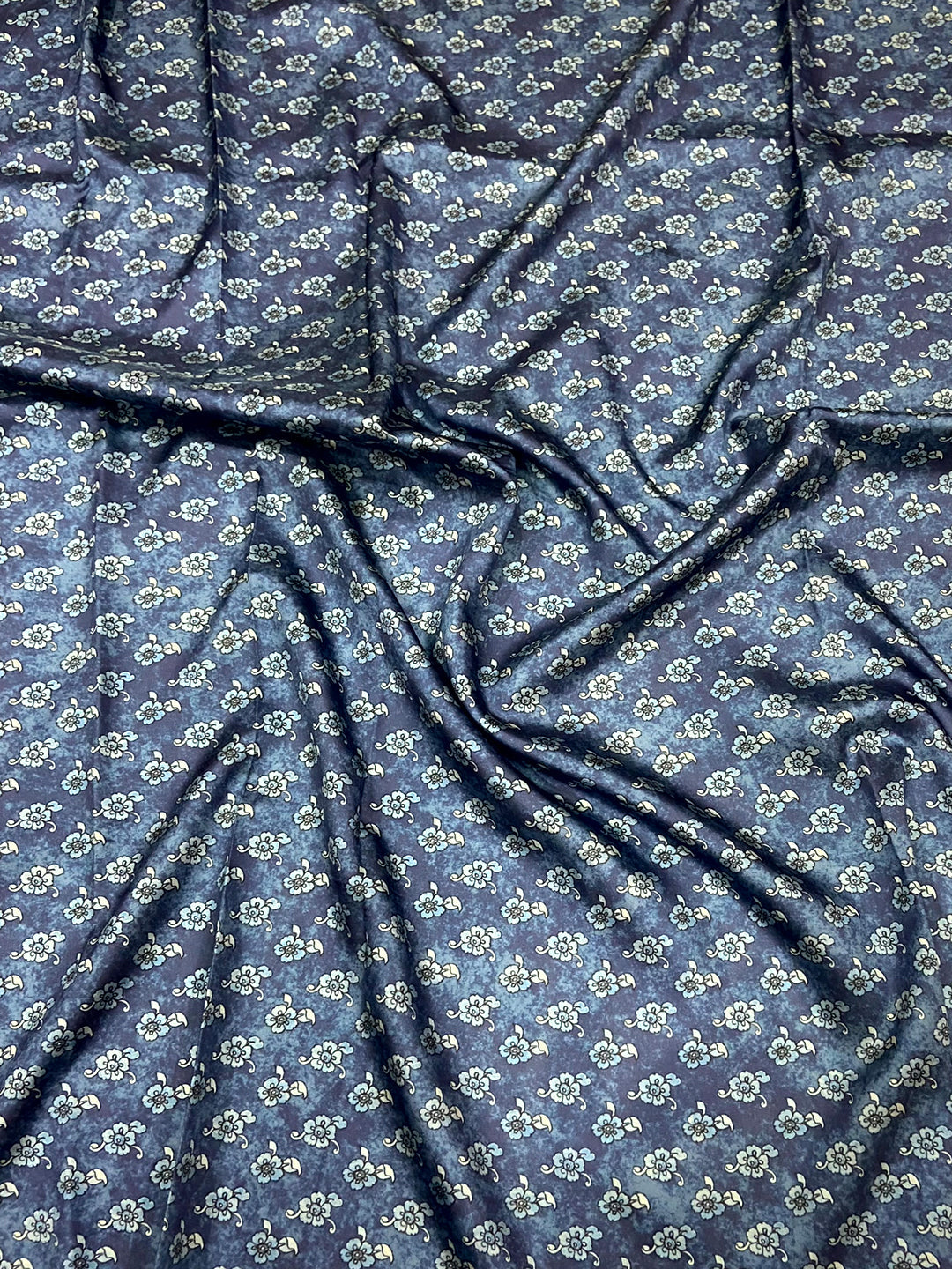 Steel Blue Kalamkari Floral Print Gamthi Saree by My Store