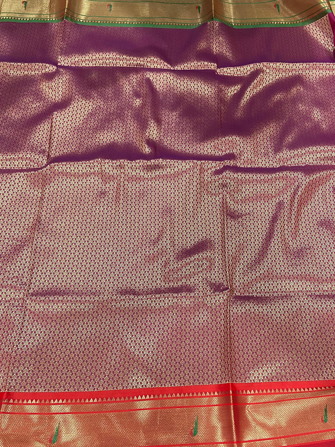 Wine Paithani Ganga Jamuna Broder Saree