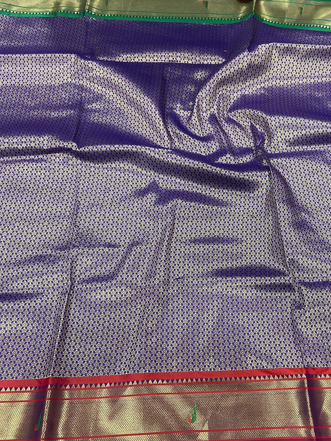 Violet Paithani Ganga Jamuna Broder Saree