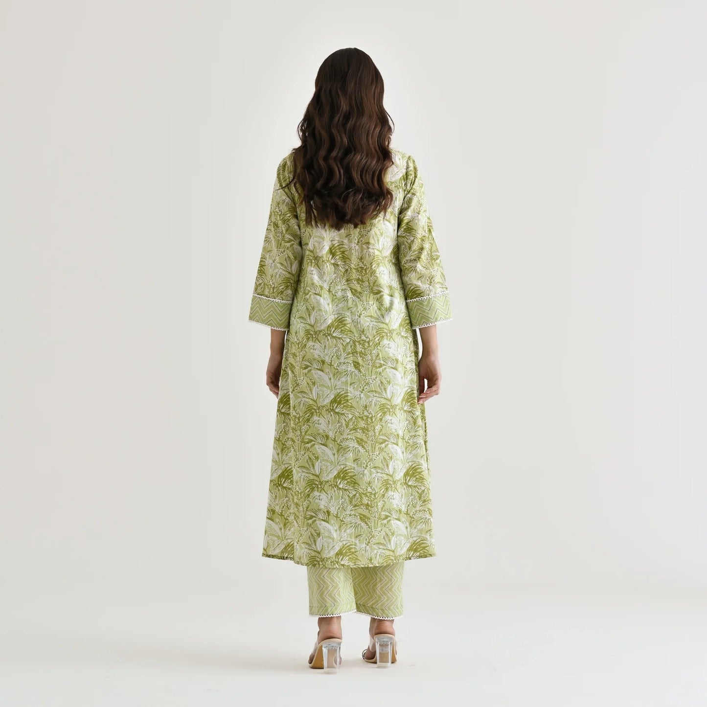Casual Wear Rayon Green Kurta Set