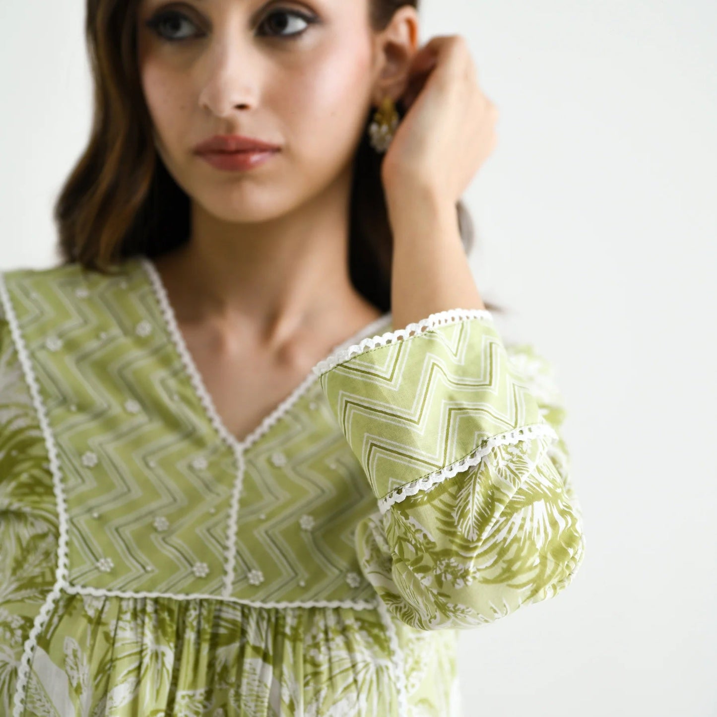 Casual Wear Rayon Green Kurta Set