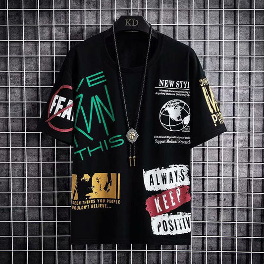 Oversized T shirt Tshirt for men - PositiveBlack