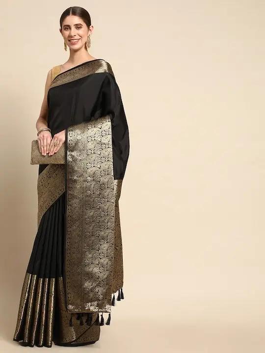 Black Kanjivaaram Pattu Border Soft Silk Saree