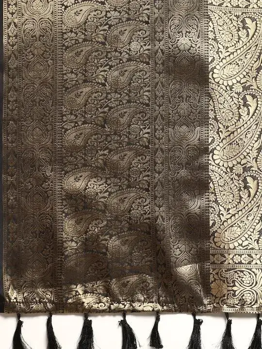 Black Kanjivaaram Pattu Border Soft Silk Saree