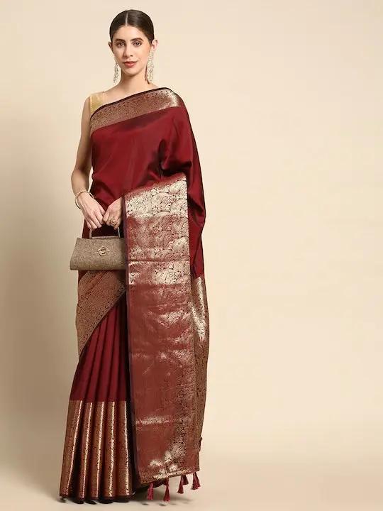 Exclusive Kanjivaaram Zari Pattu Border Banarasi Soft Silk Saree by My Store