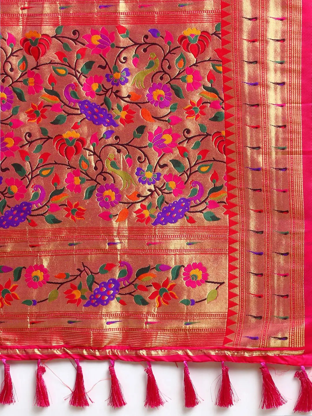 Exquisite Yevla Paithani Minakari Work Silk Saree in Pink Colour by My Store