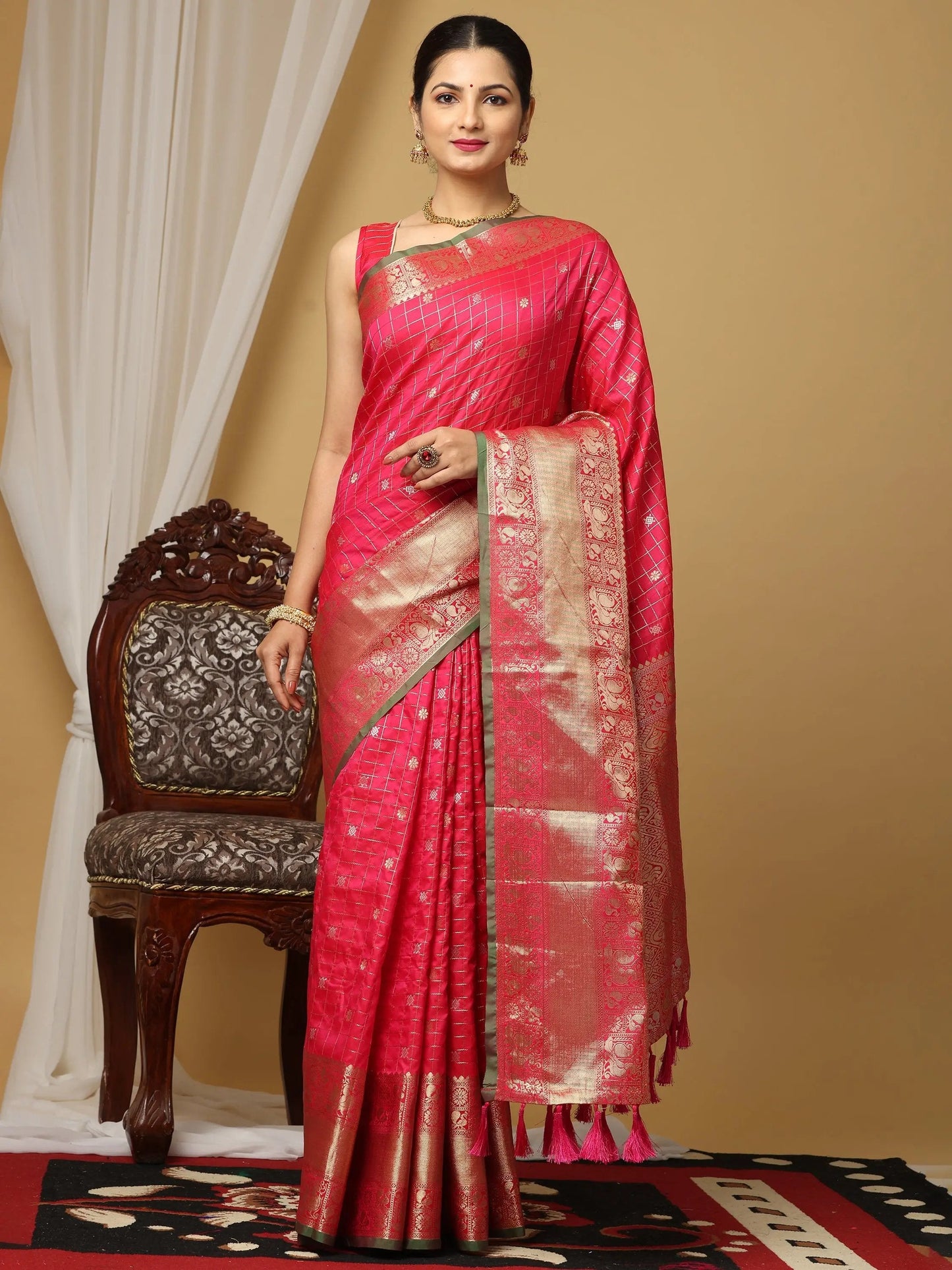 Soft Silk Woven Zari Kanchi Blend Banarasi Saree by My Store