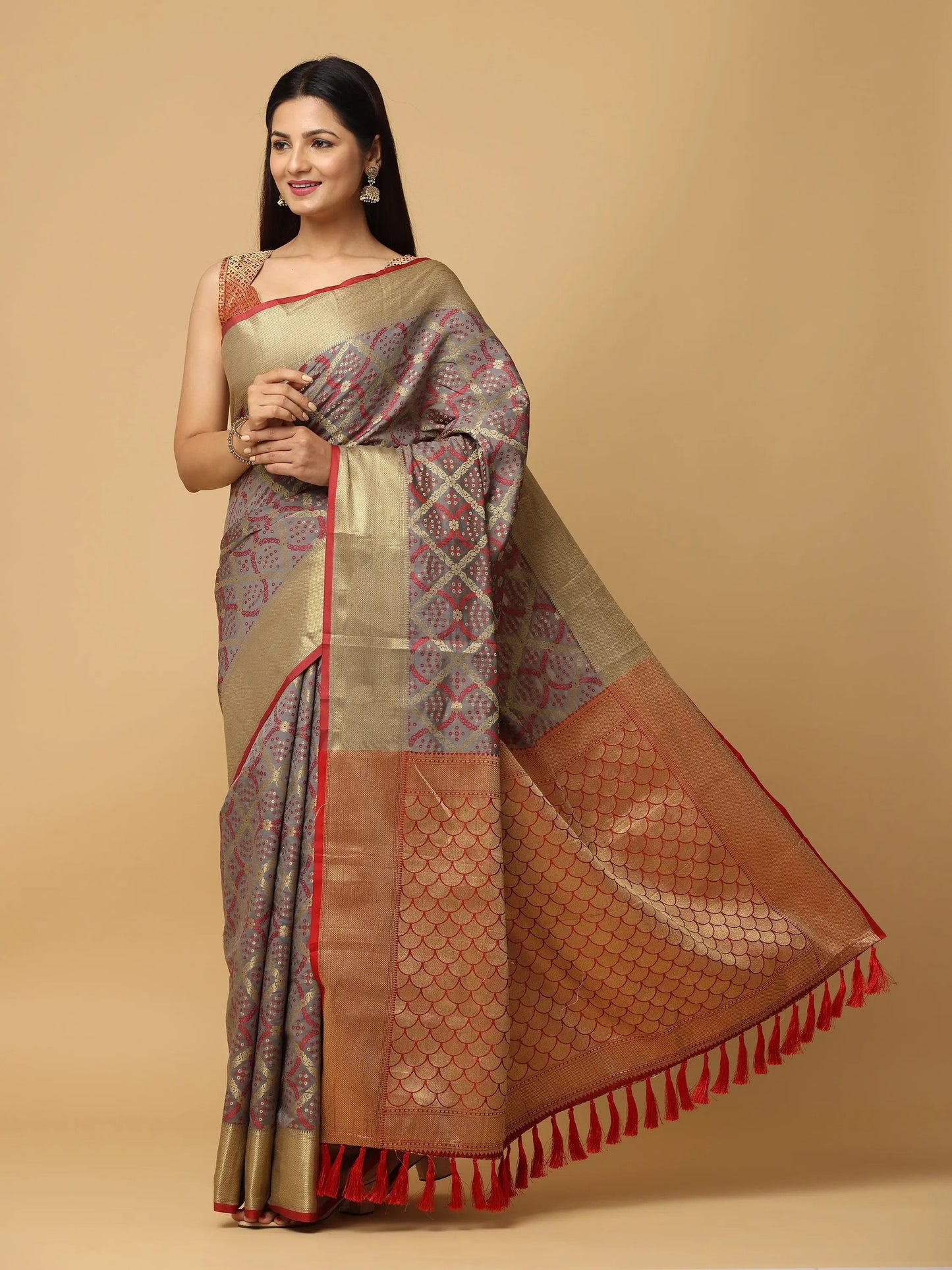 Soft Banarasi Patola Zari Party Wear Saree by My Store