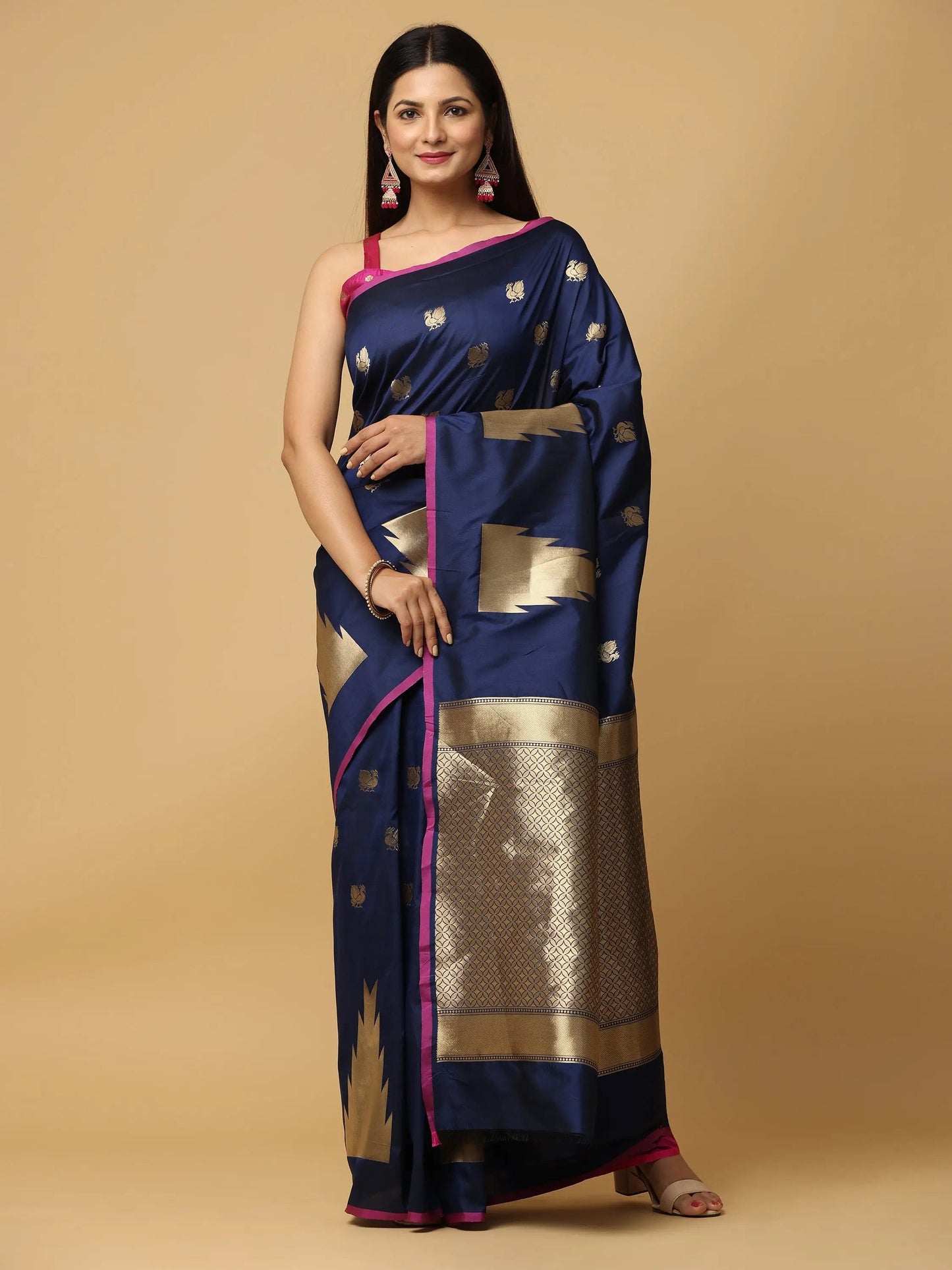 Blue Banarasi Katan Silk Kanchi Zari Weaving Saree