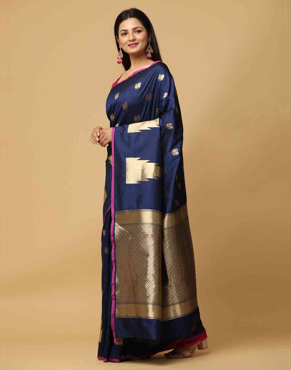 Blue Banarasi Katan Silk Kanchi Zari Weaving Saree