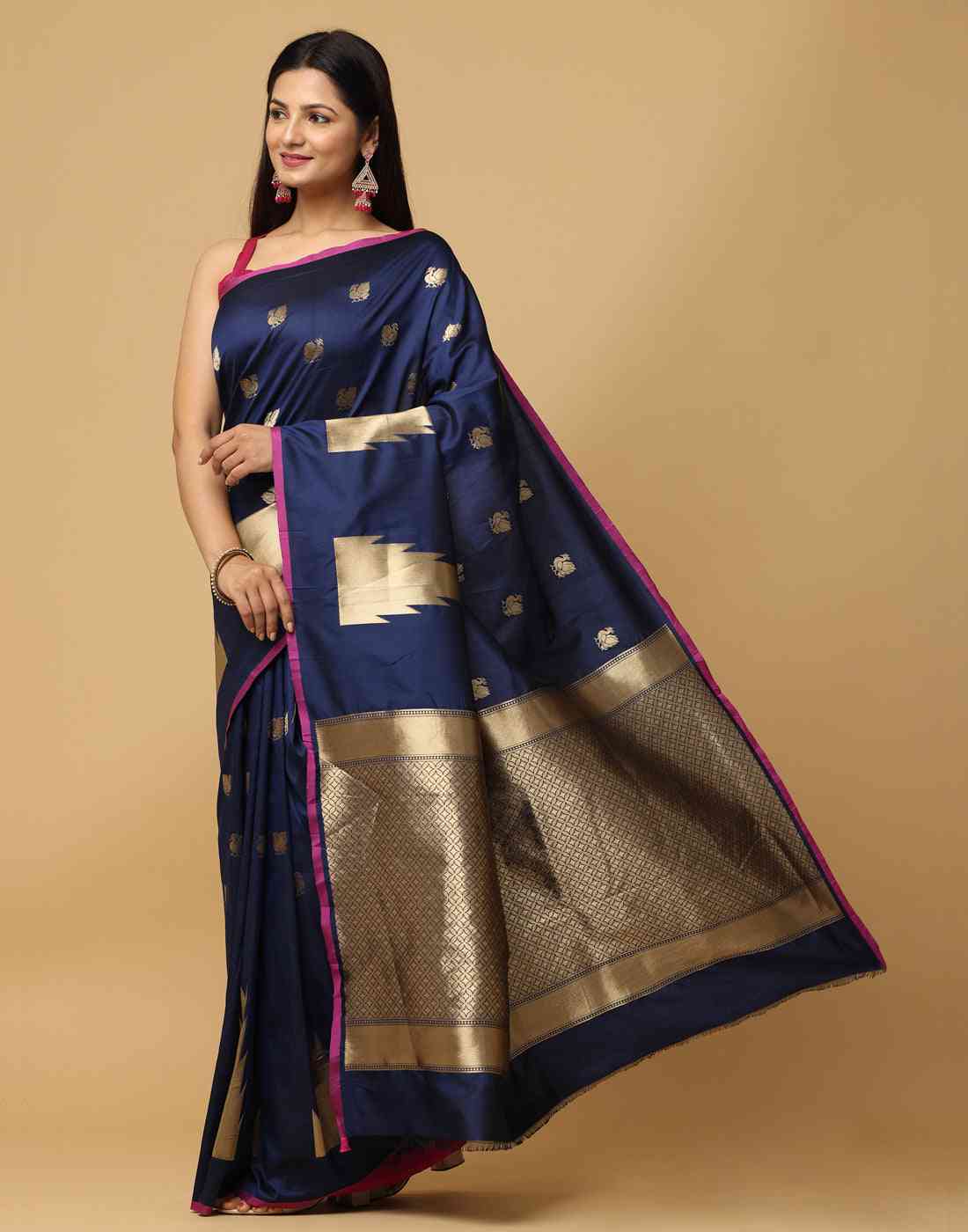 Blue Banarasi Katan Silk Kanchi Zari Weaving Saree