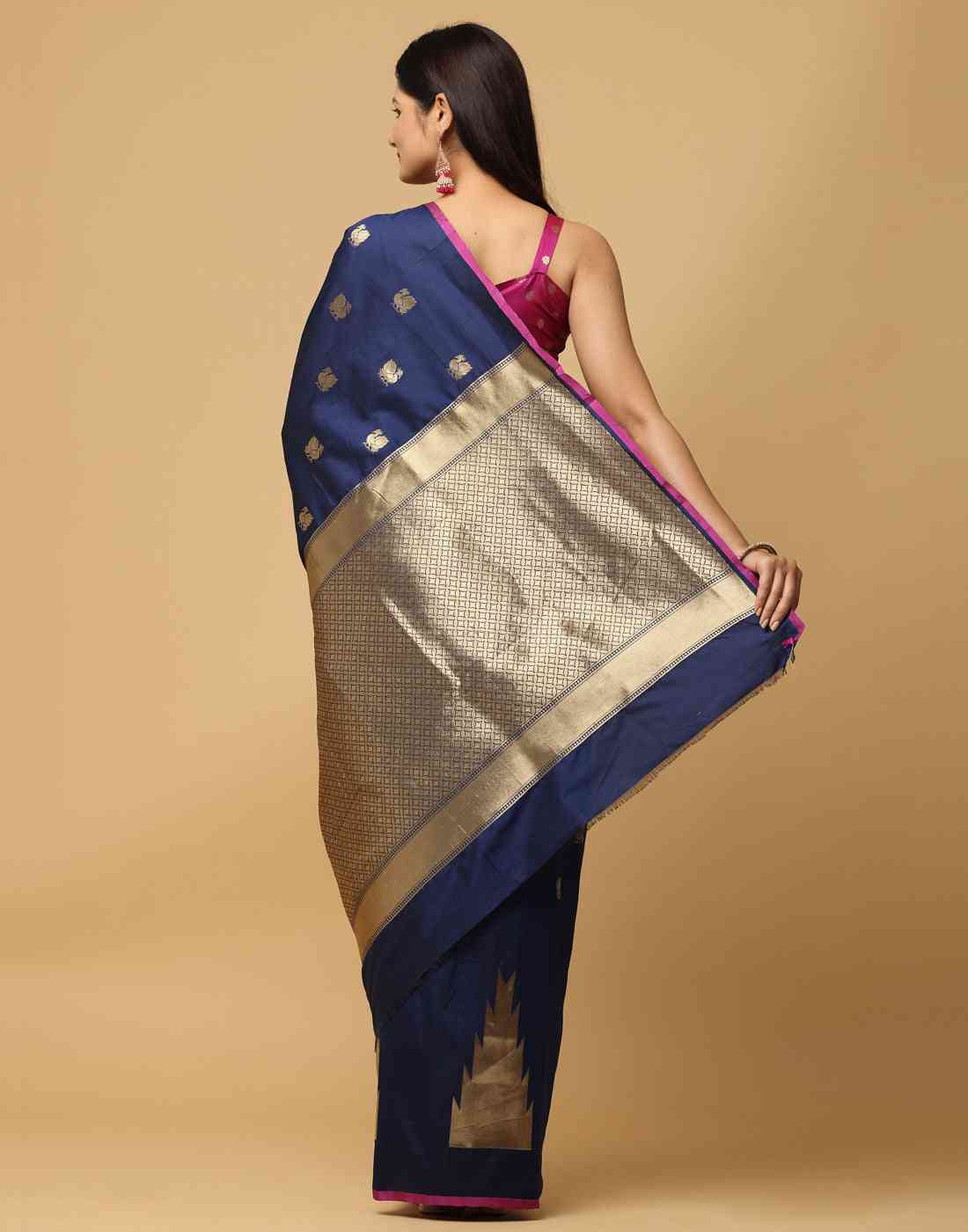 Blue Banarasi Katan Silk Kanchi Zari Weaving Saree