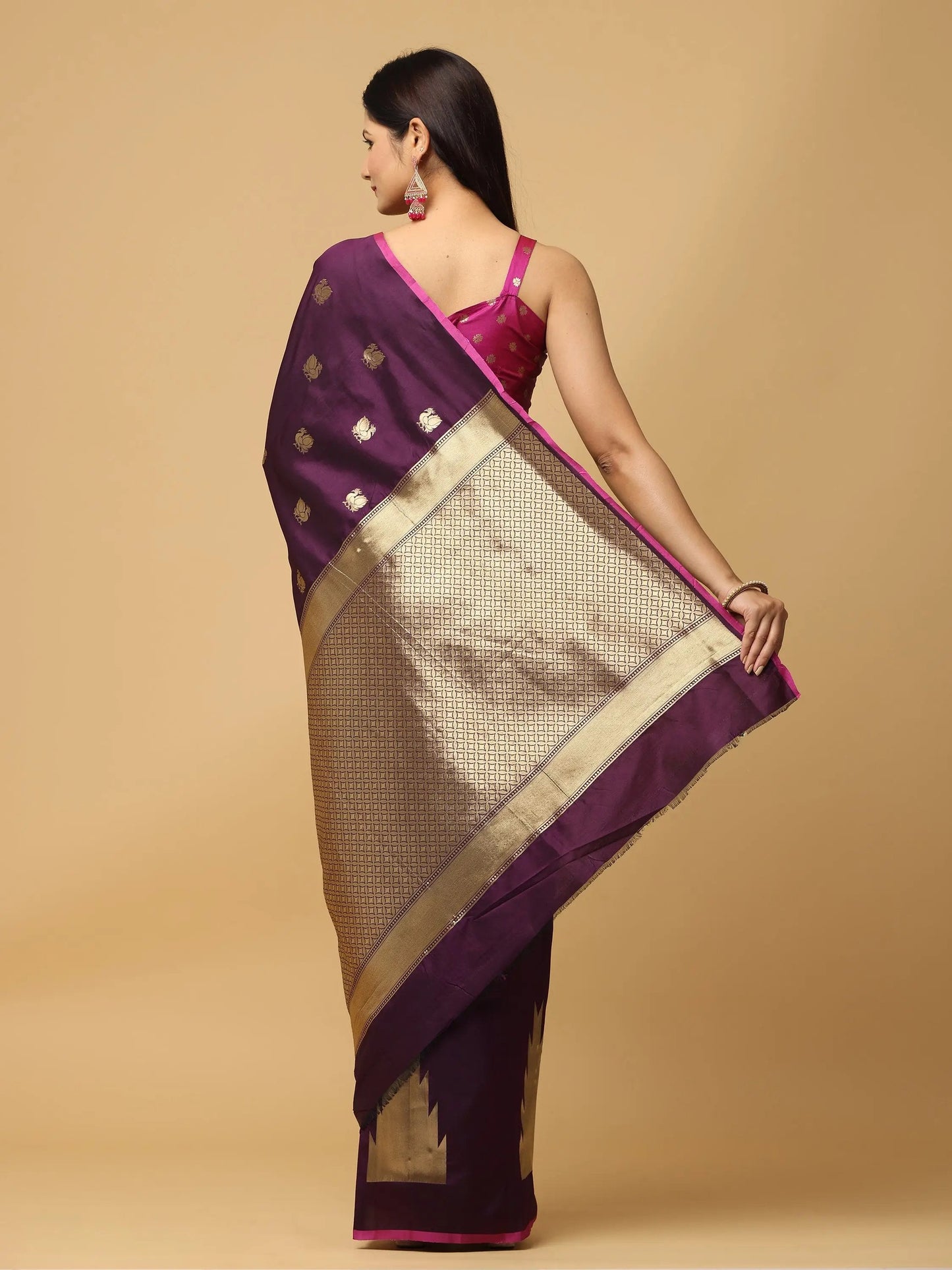 Banarasi Katan Silk Wine Colour Kanchi Zari Weaving Saree