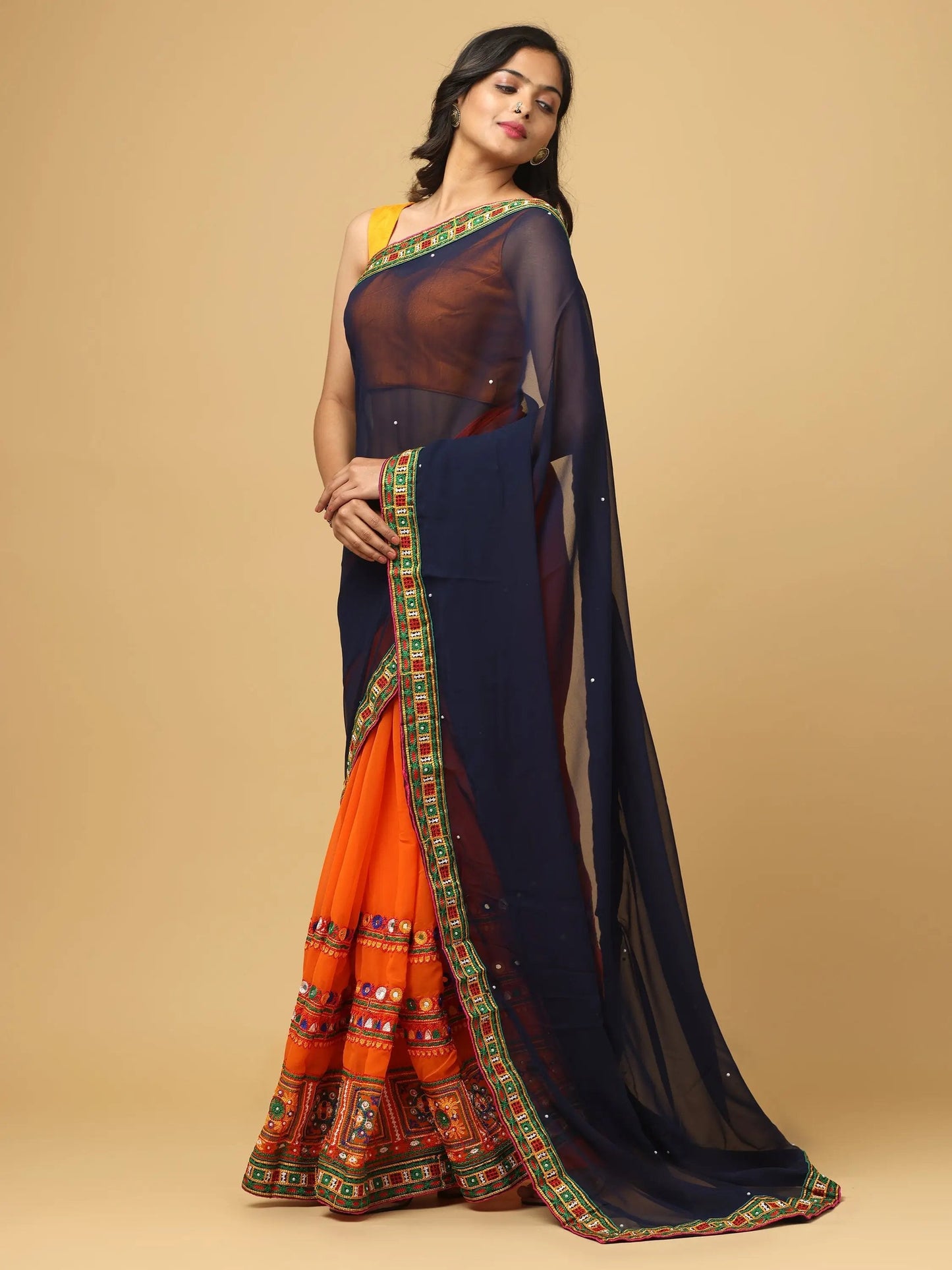 Royal Katchi Embroidery Festive Wear Saree by My Store