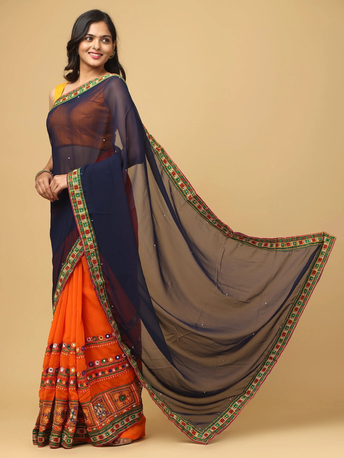 Royal Katchi Embroidery Festive Wear Saree by My Store