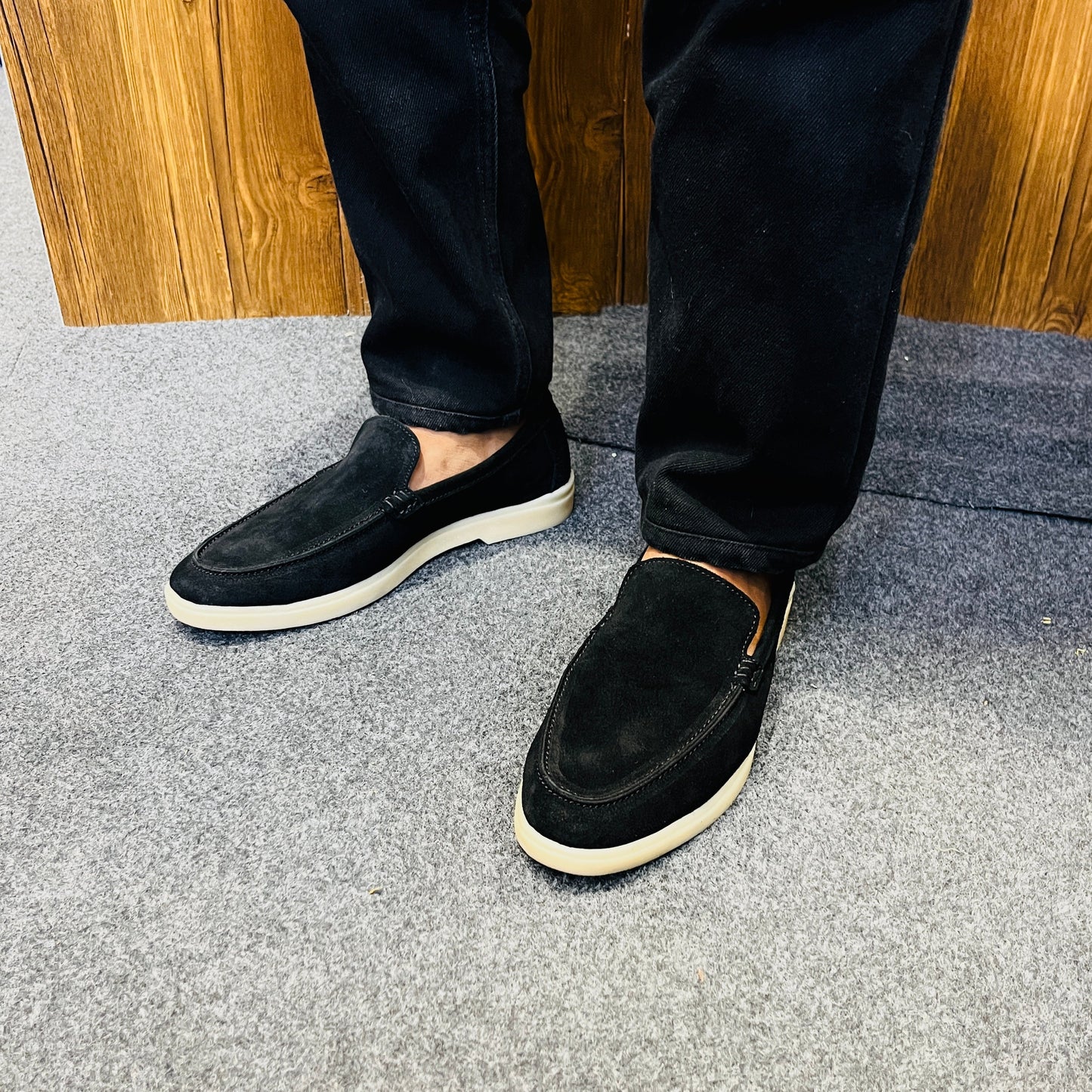 Old Money Suede Leather Loafers (Black)