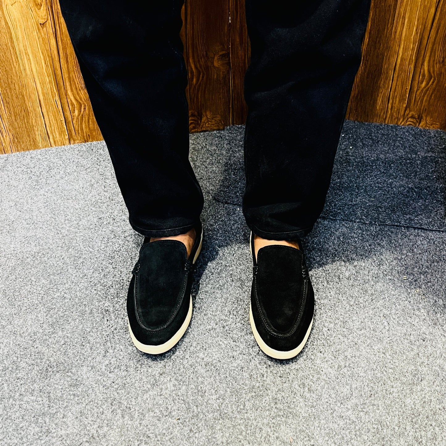 Old Money Suede Leather Loafers (Black)