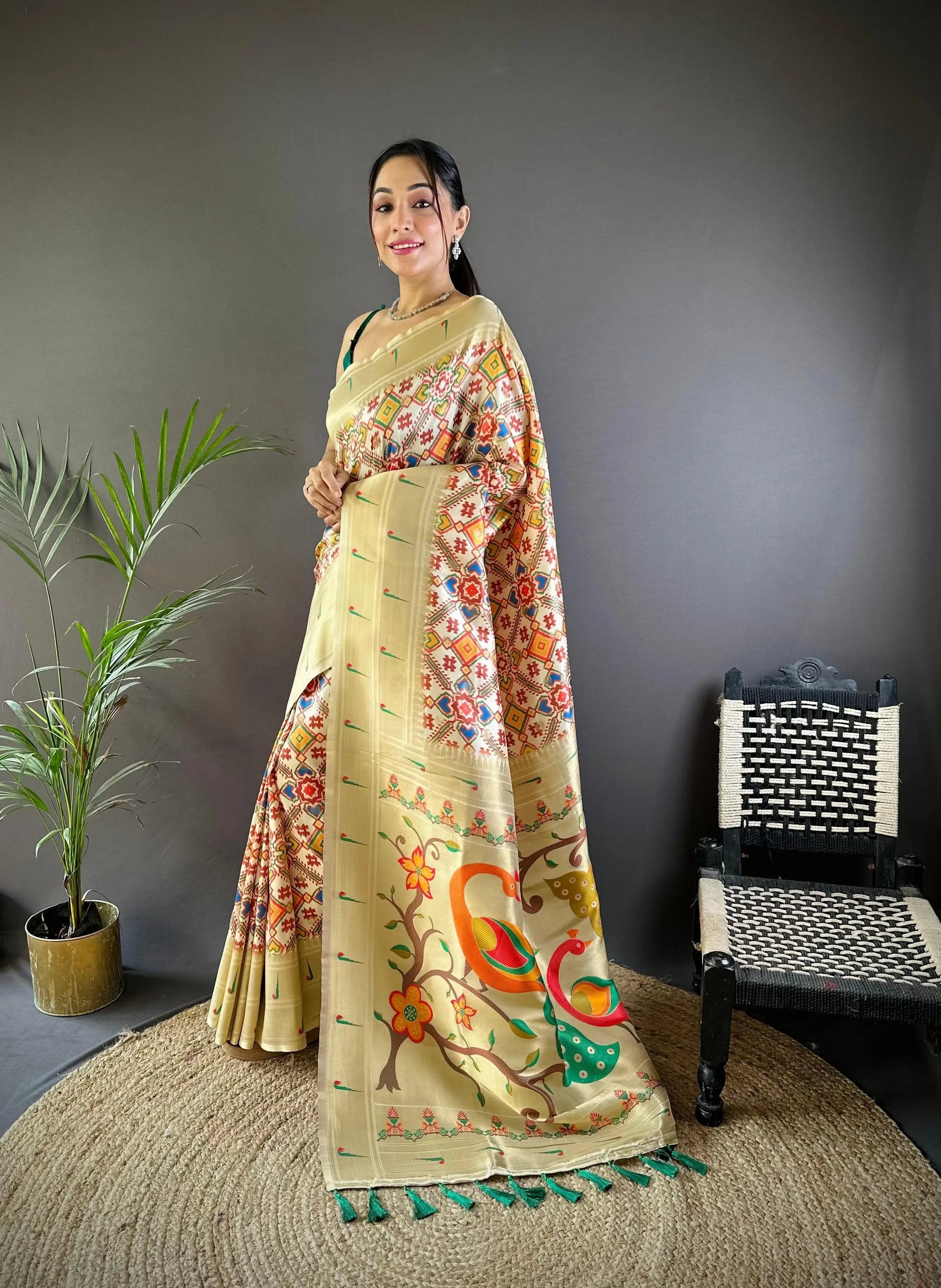 Patola Print Soft Paithani Silk Saree by My Store