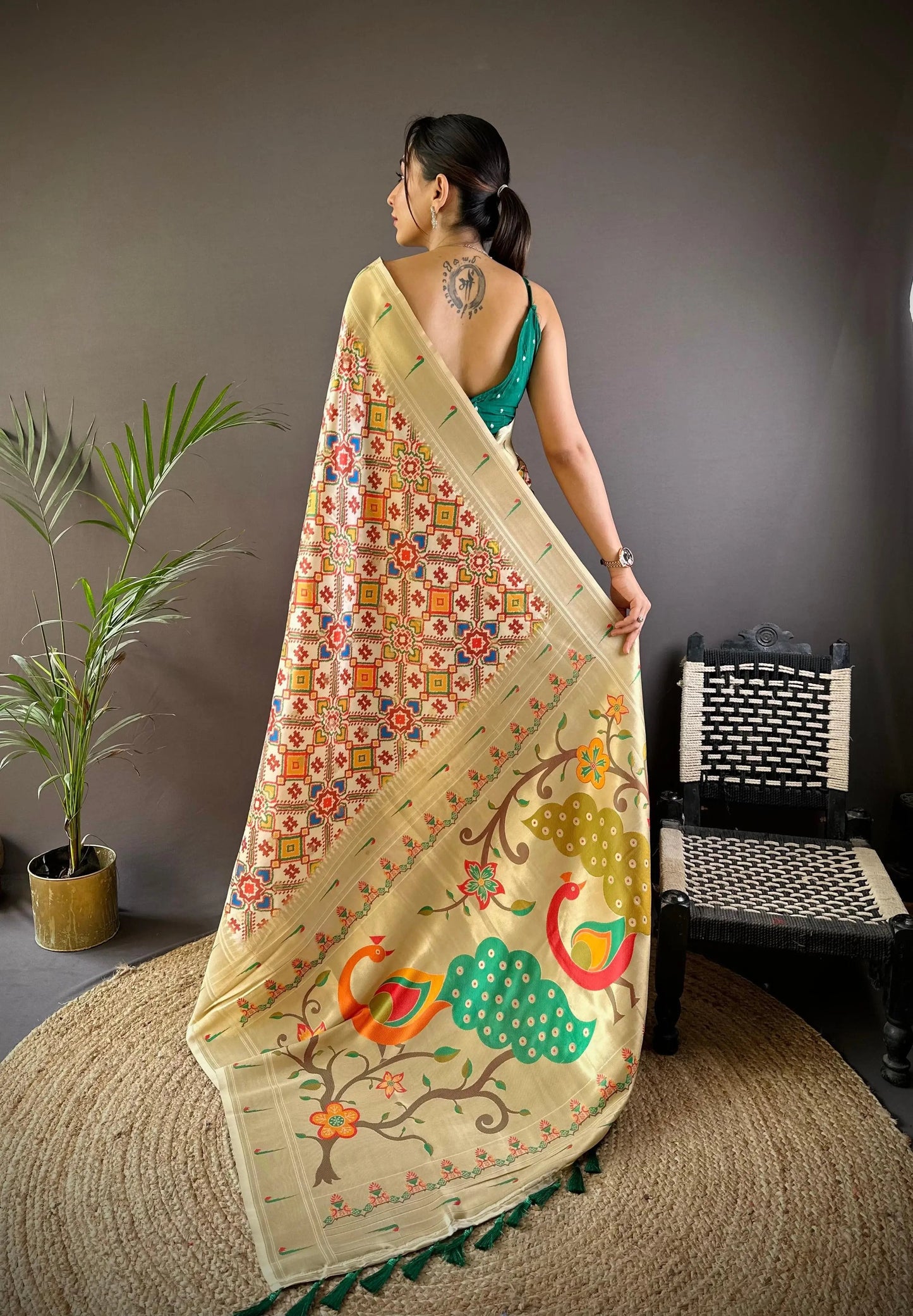 Patola Print Soft Paithani Silk Saree by My Store