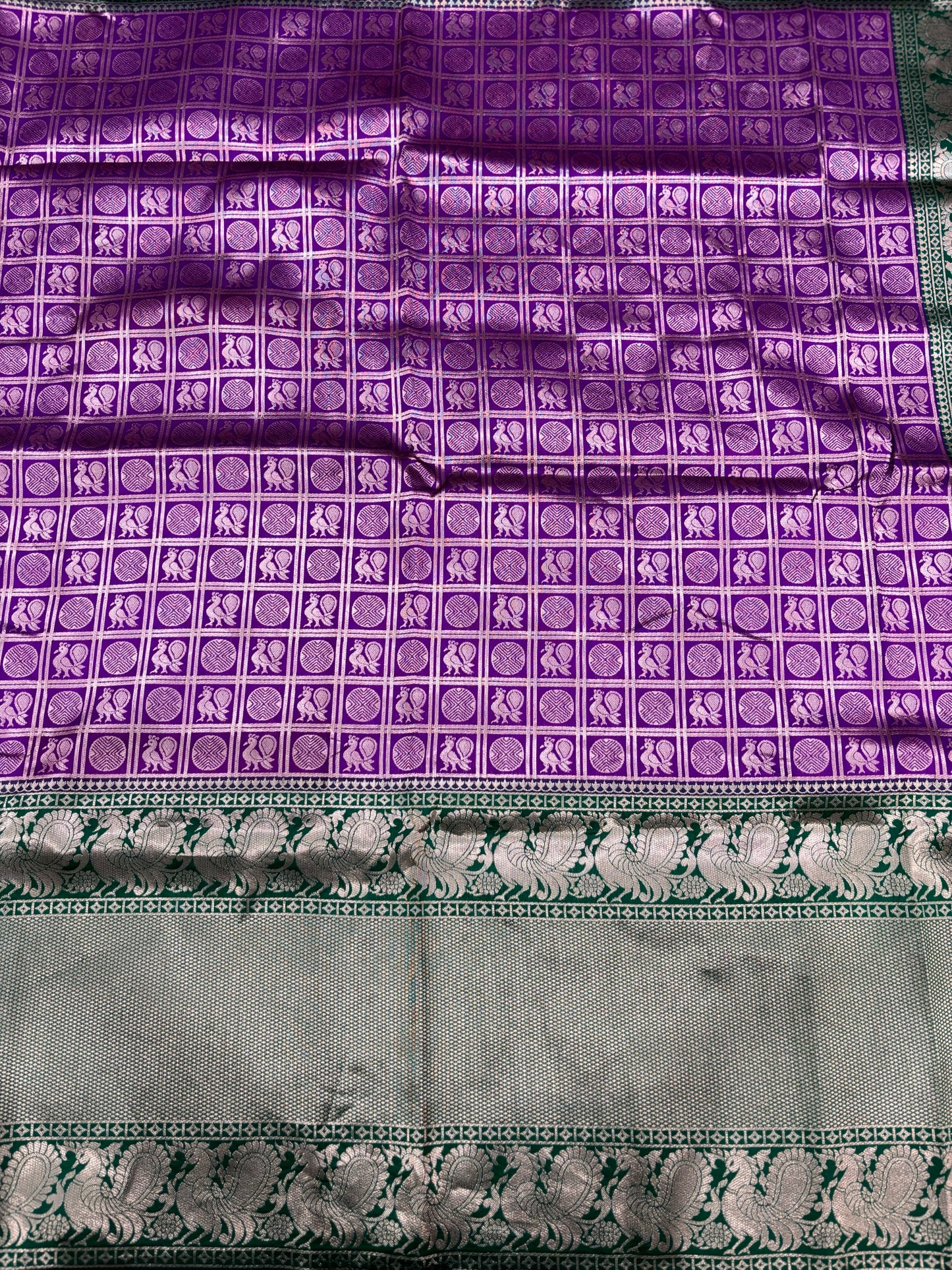 Purple Silver Zari Butta Kanjivaram Silk Saree by My Store