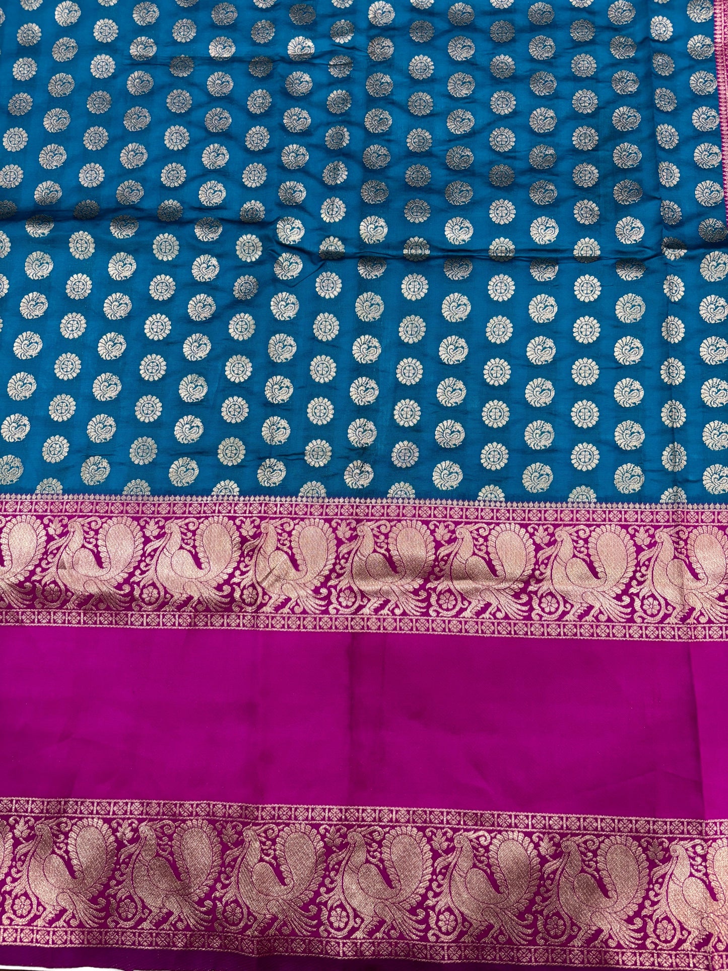 Rama Banarasi Silver Buttas Zari Weaving Saree by My Store