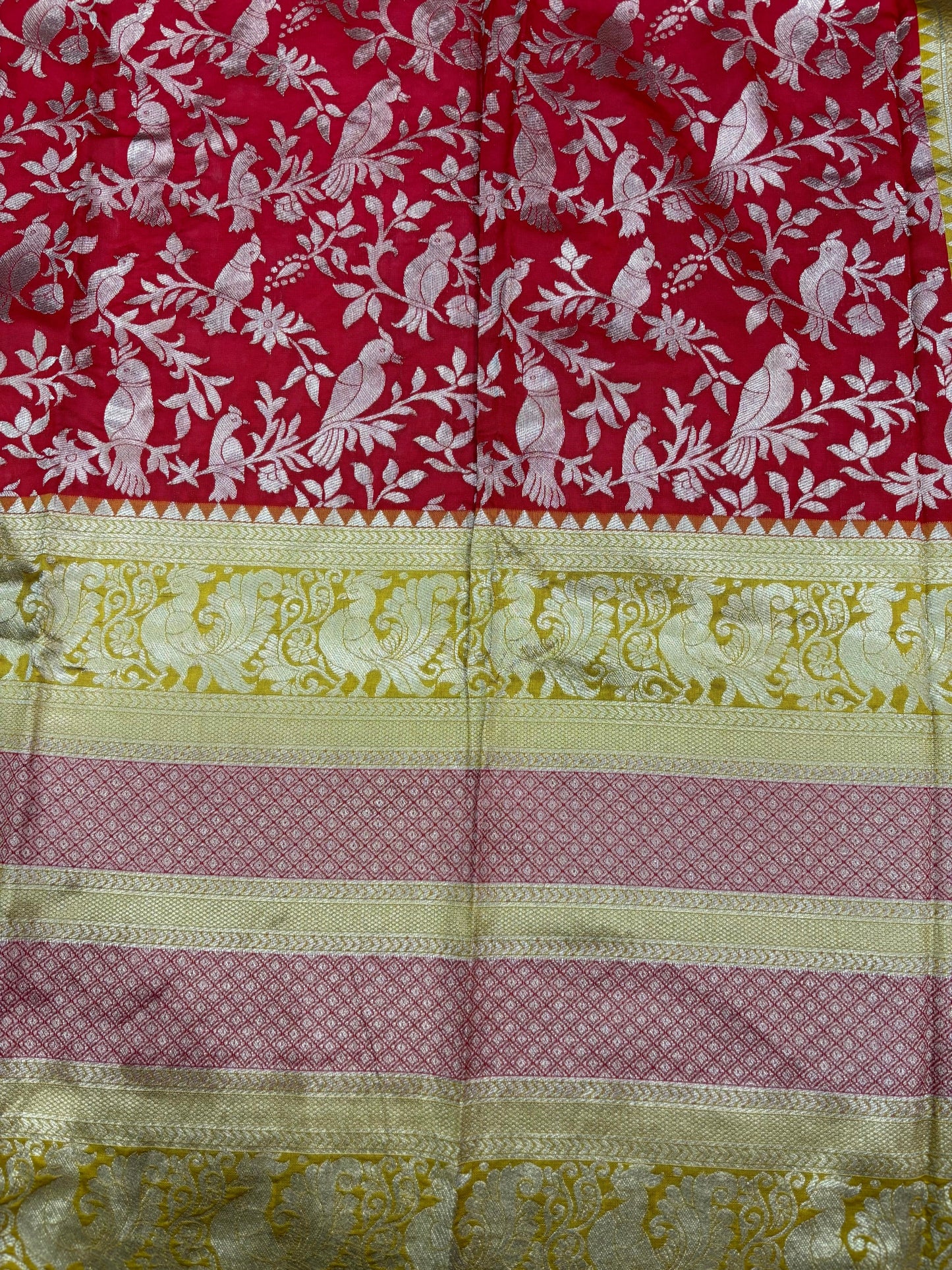 Peacock Red Banarasi Silk Saree by My Store