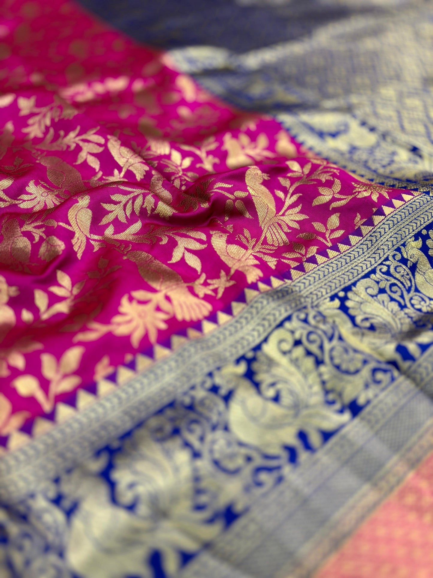 Peacock Purple Banarasi Silk Saree by My Store