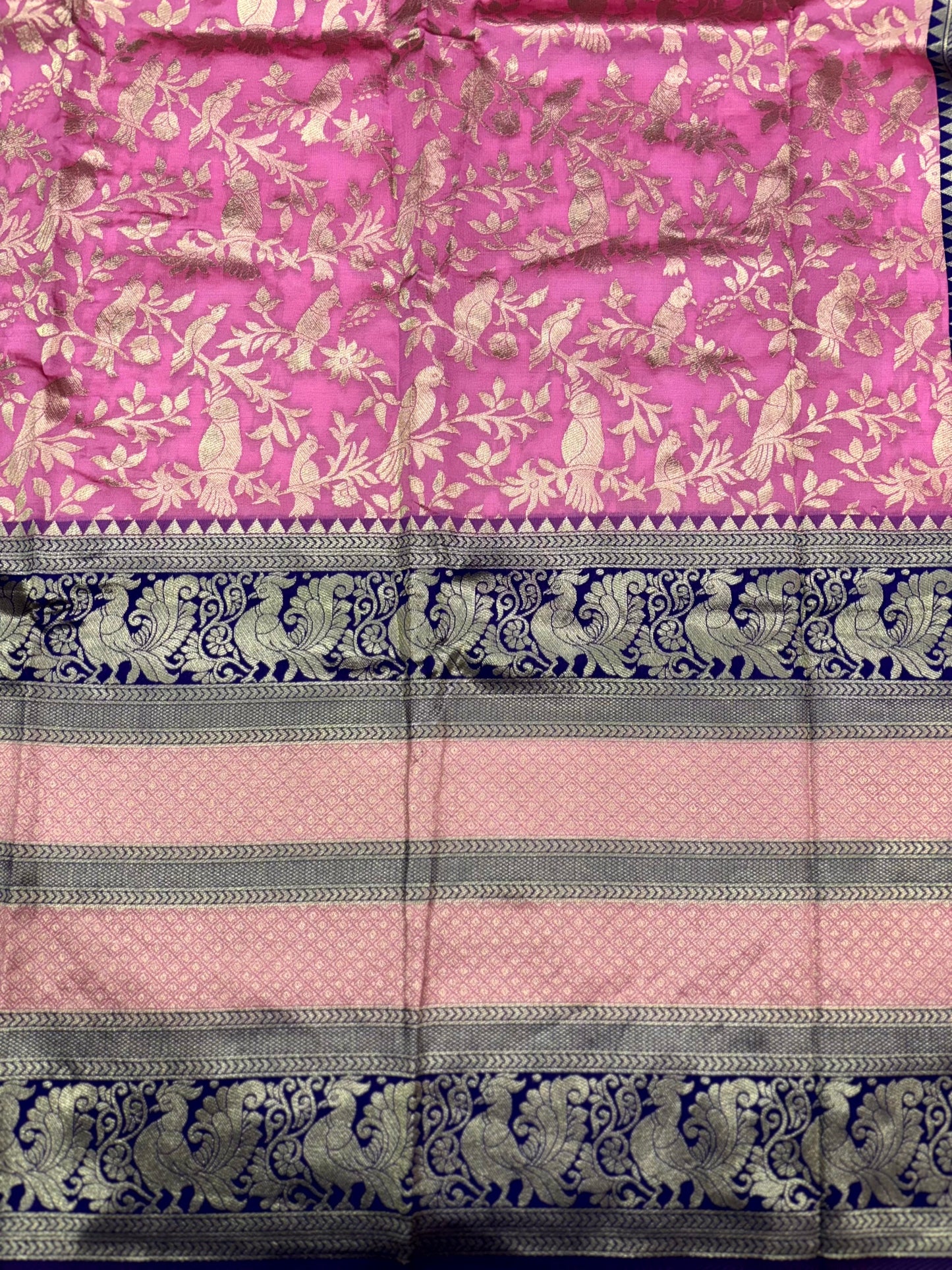Peacock Pink Banarasi Silk Saree by My Store