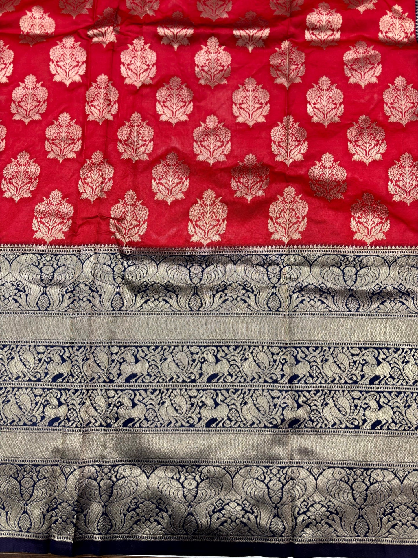 Rose Red Woven Design Banarasi Saree by My Store
