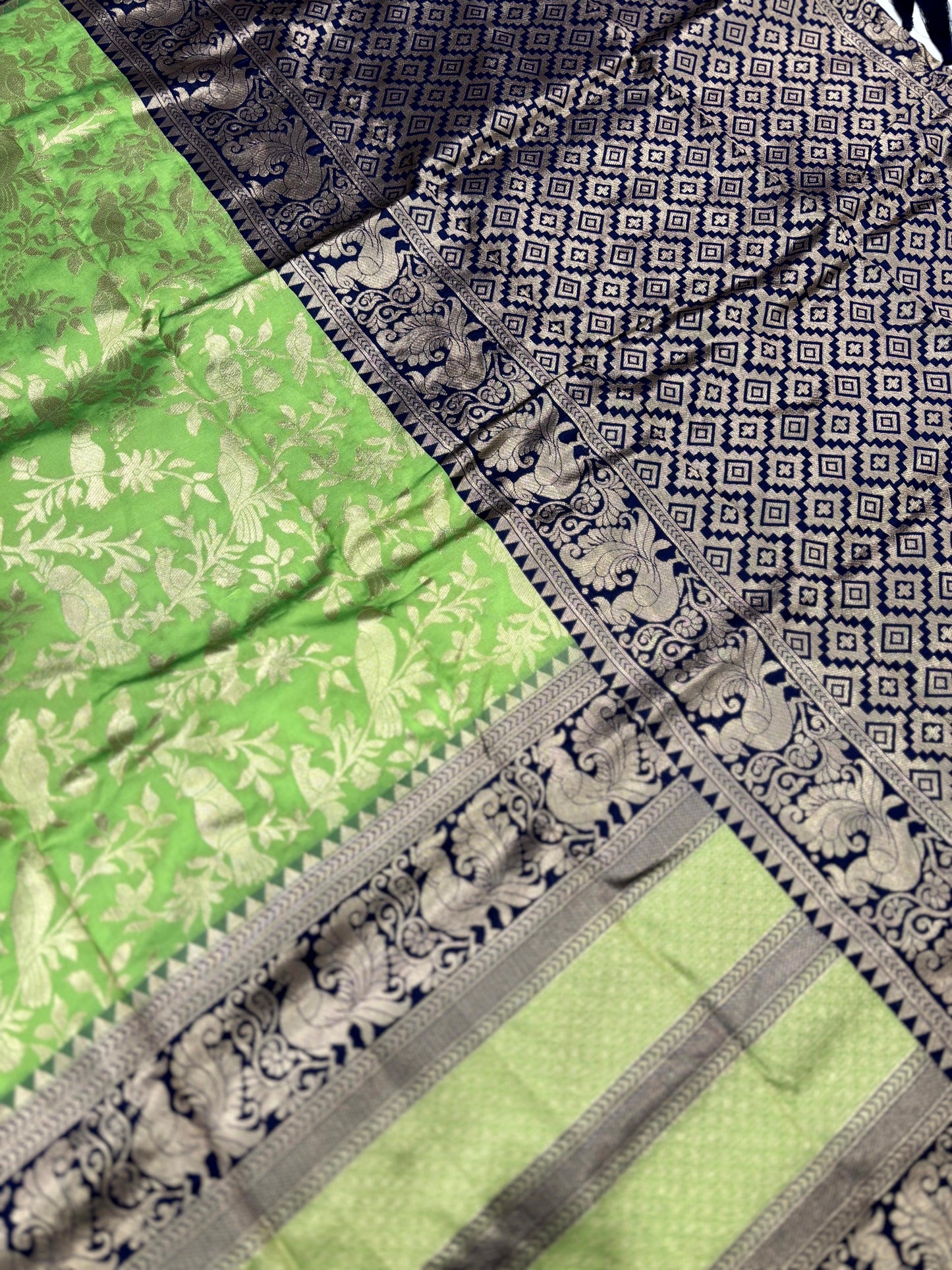 Peacock Green Banarasi Silk Saree by My Store