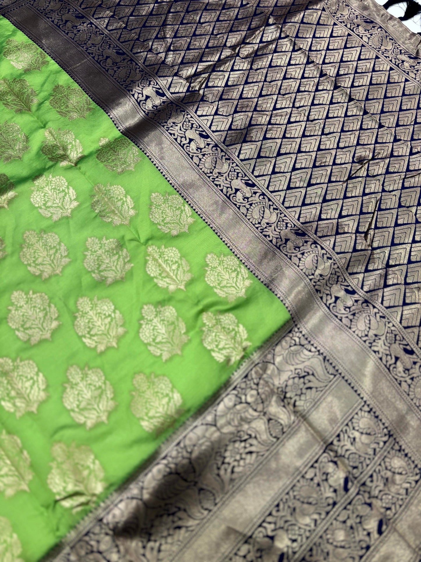 Fluorescent Green Woven Design Banarasi Saree by My Store