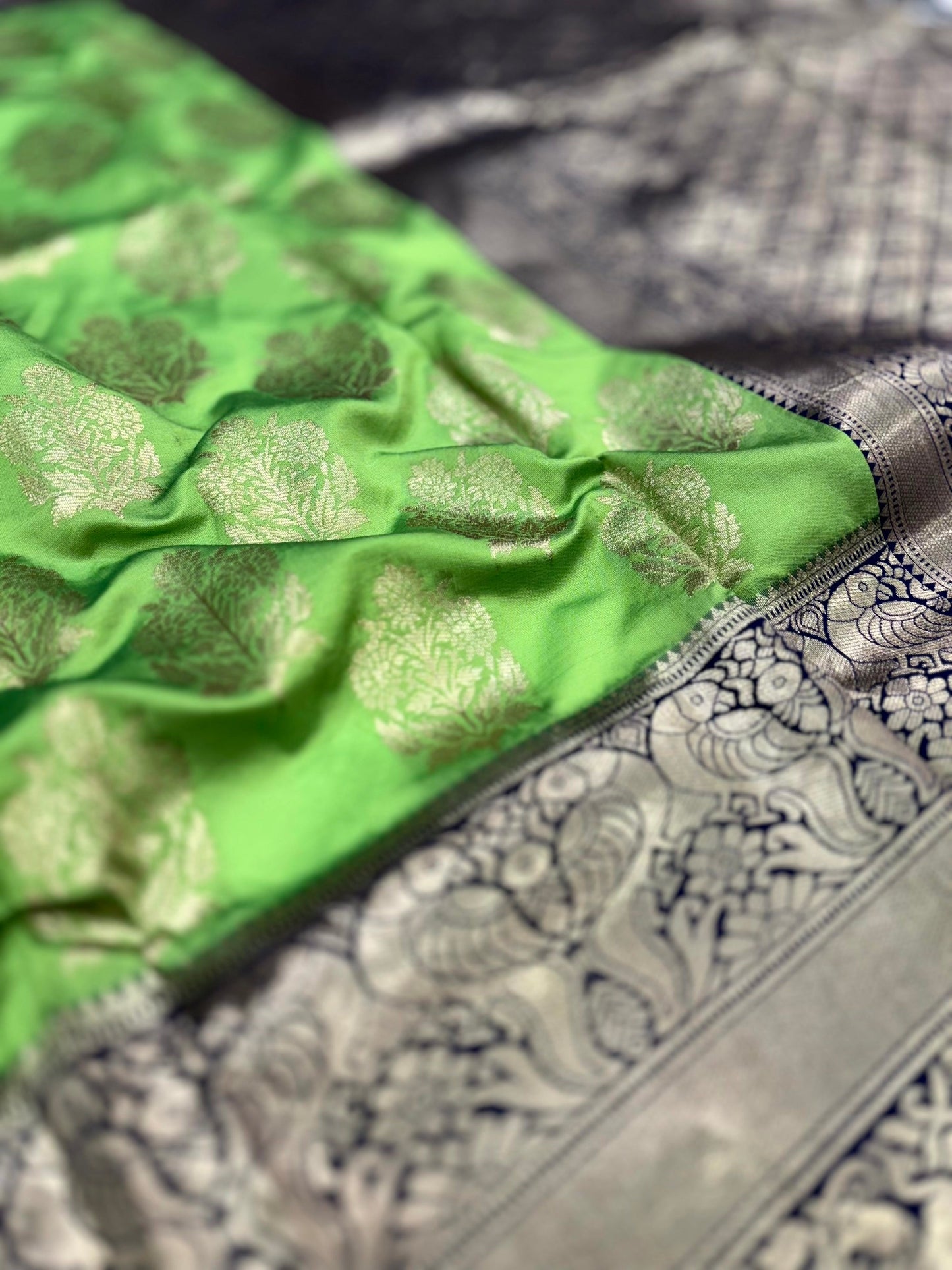 Fluorescent Green Woven Design Banarasi Saree by My Store