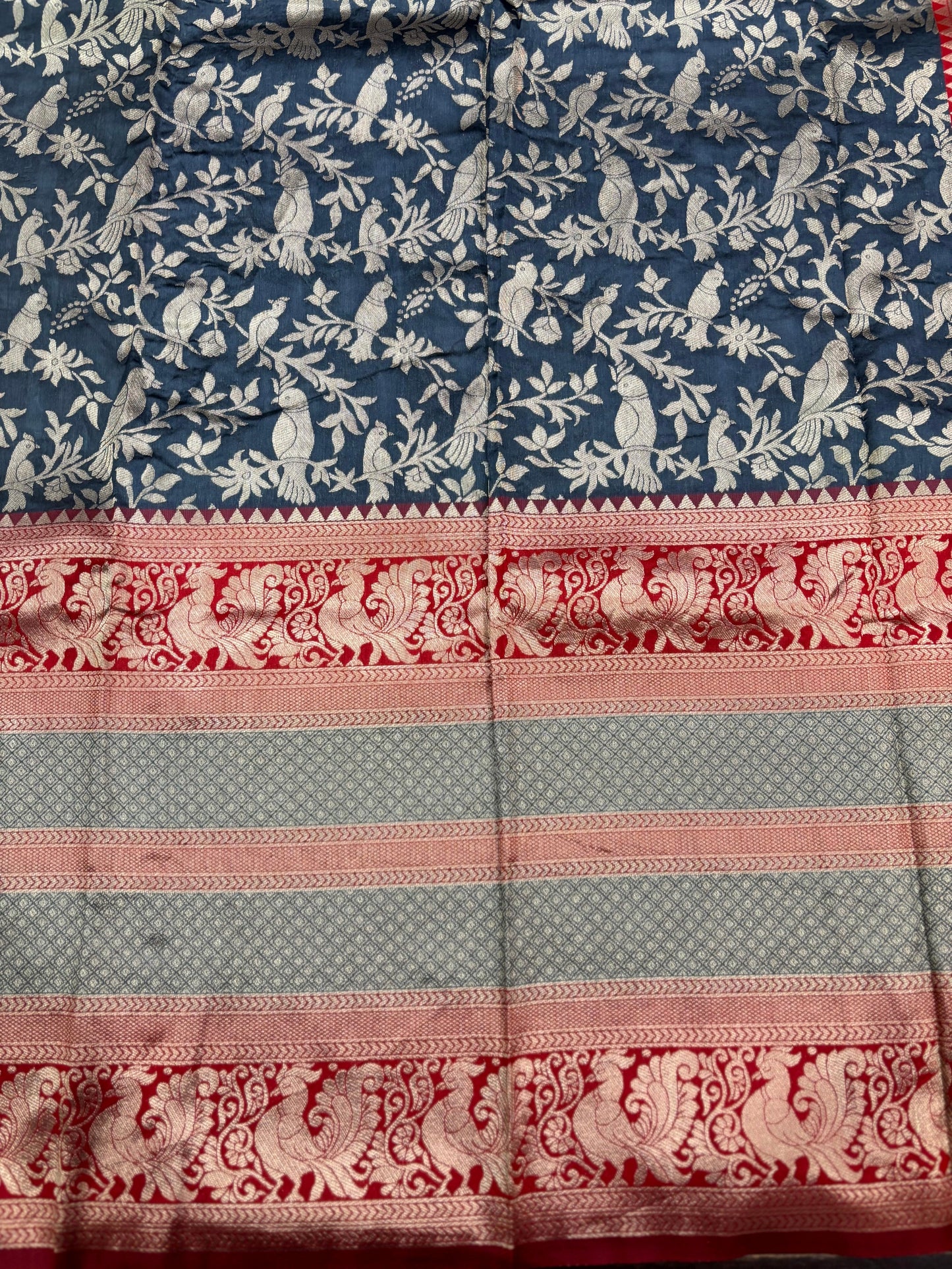 Peacock Blue Banarasi Silk Saree by My Store