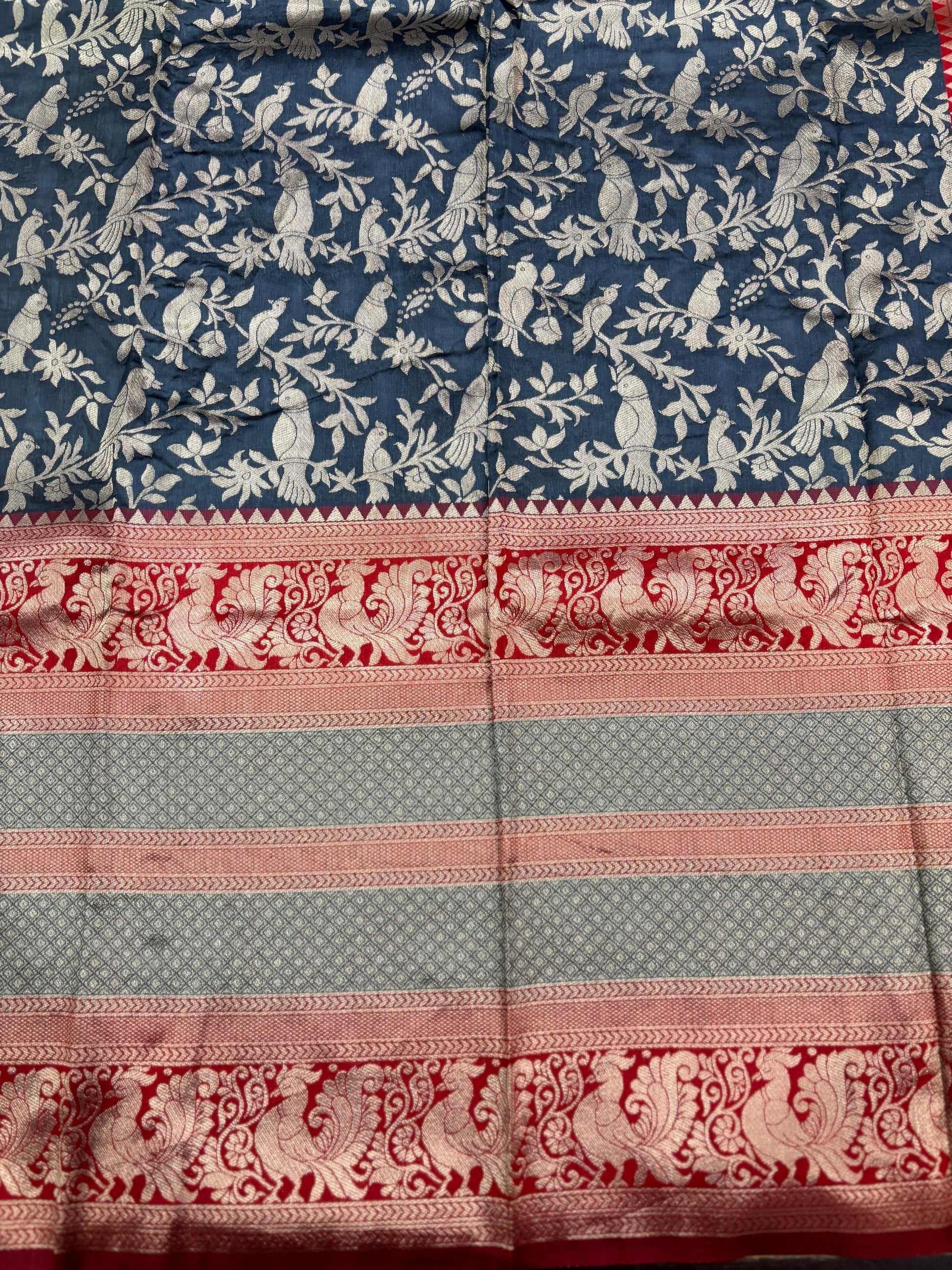 Peacock Blue Banarasi Silk Saree by My Store