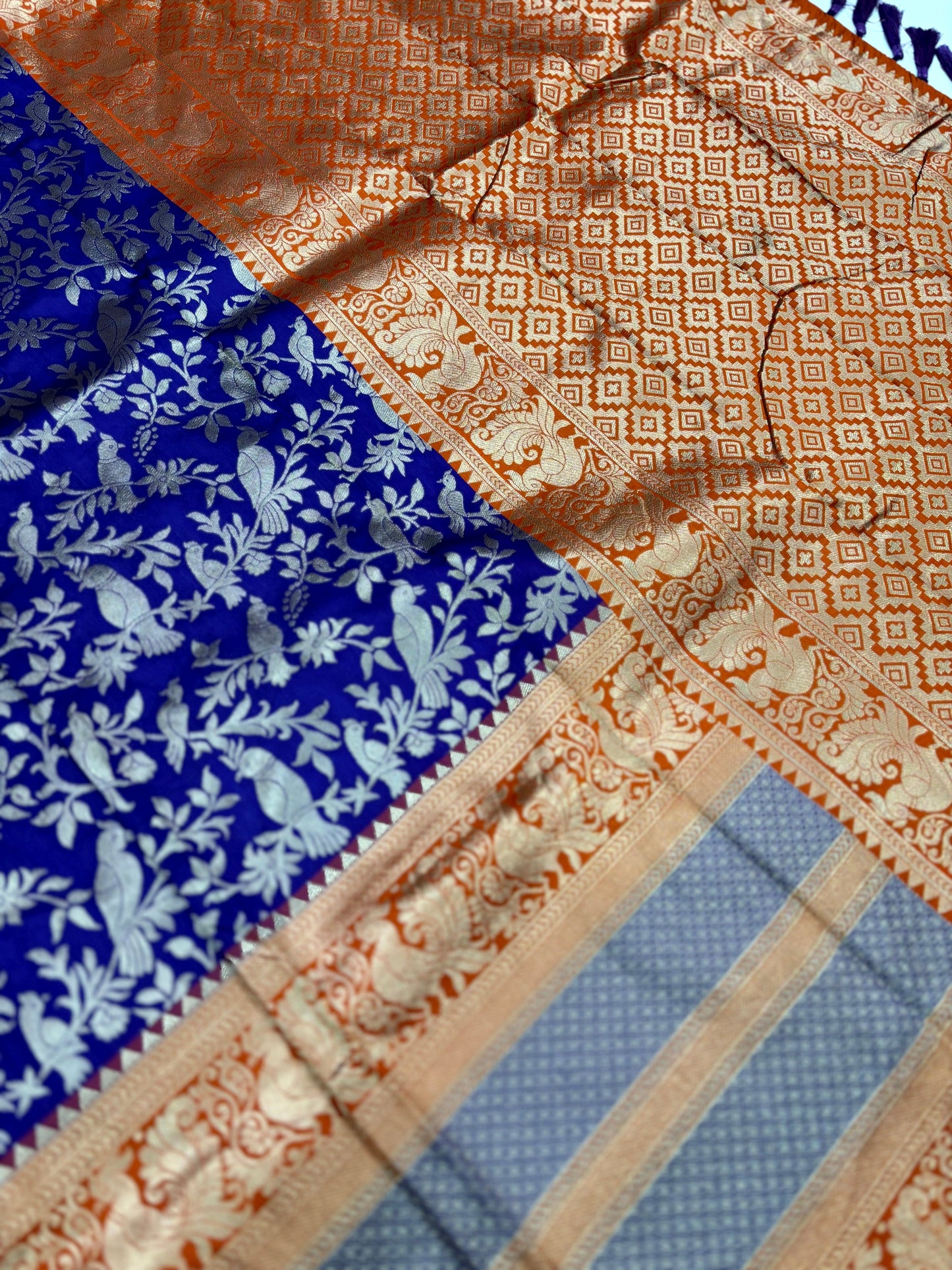 Peacock Royal Blue Banarasi Silk Saree by My Store