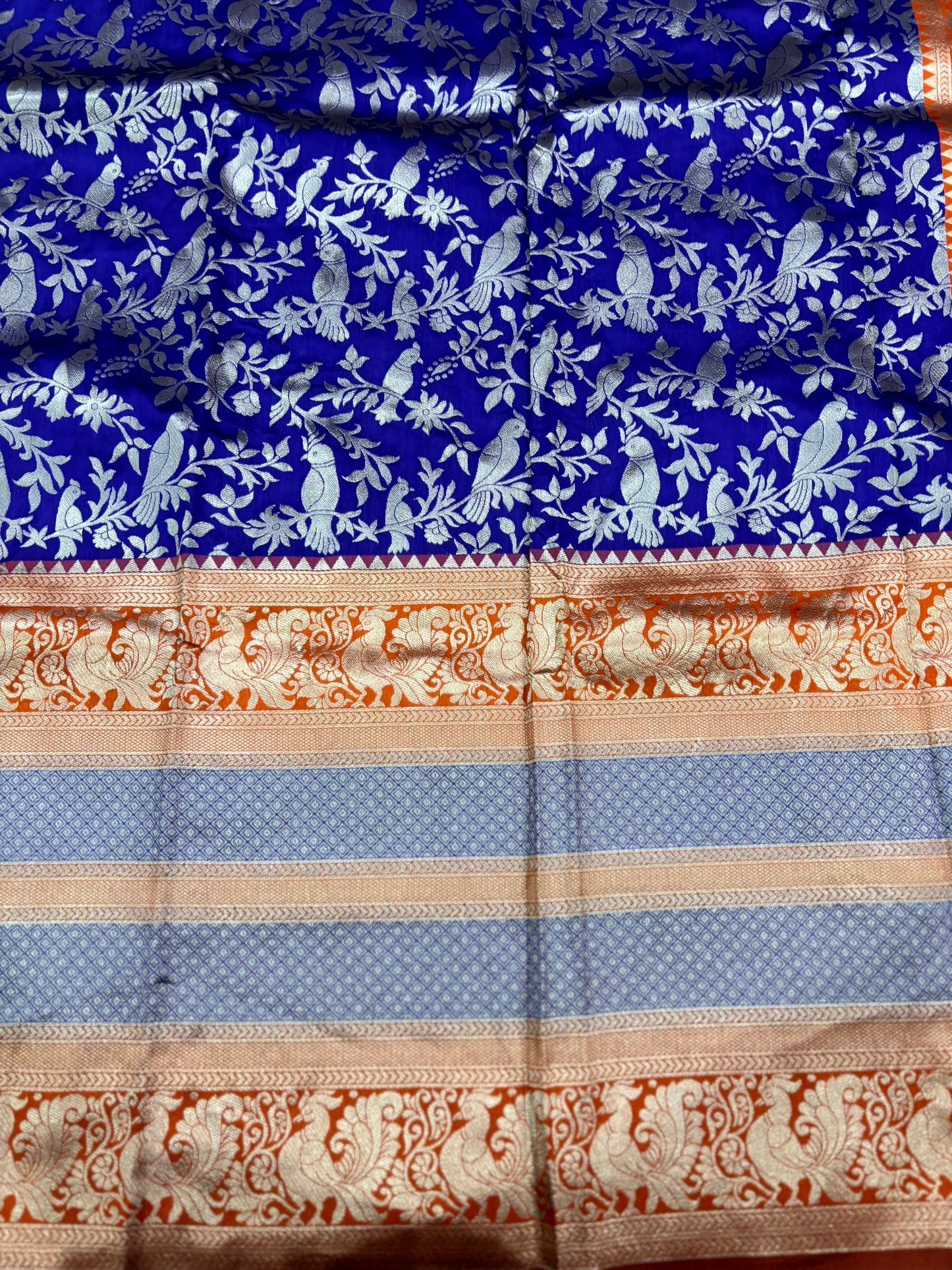 Peacock Royal Blue Banarasi Silk Saree by My Store