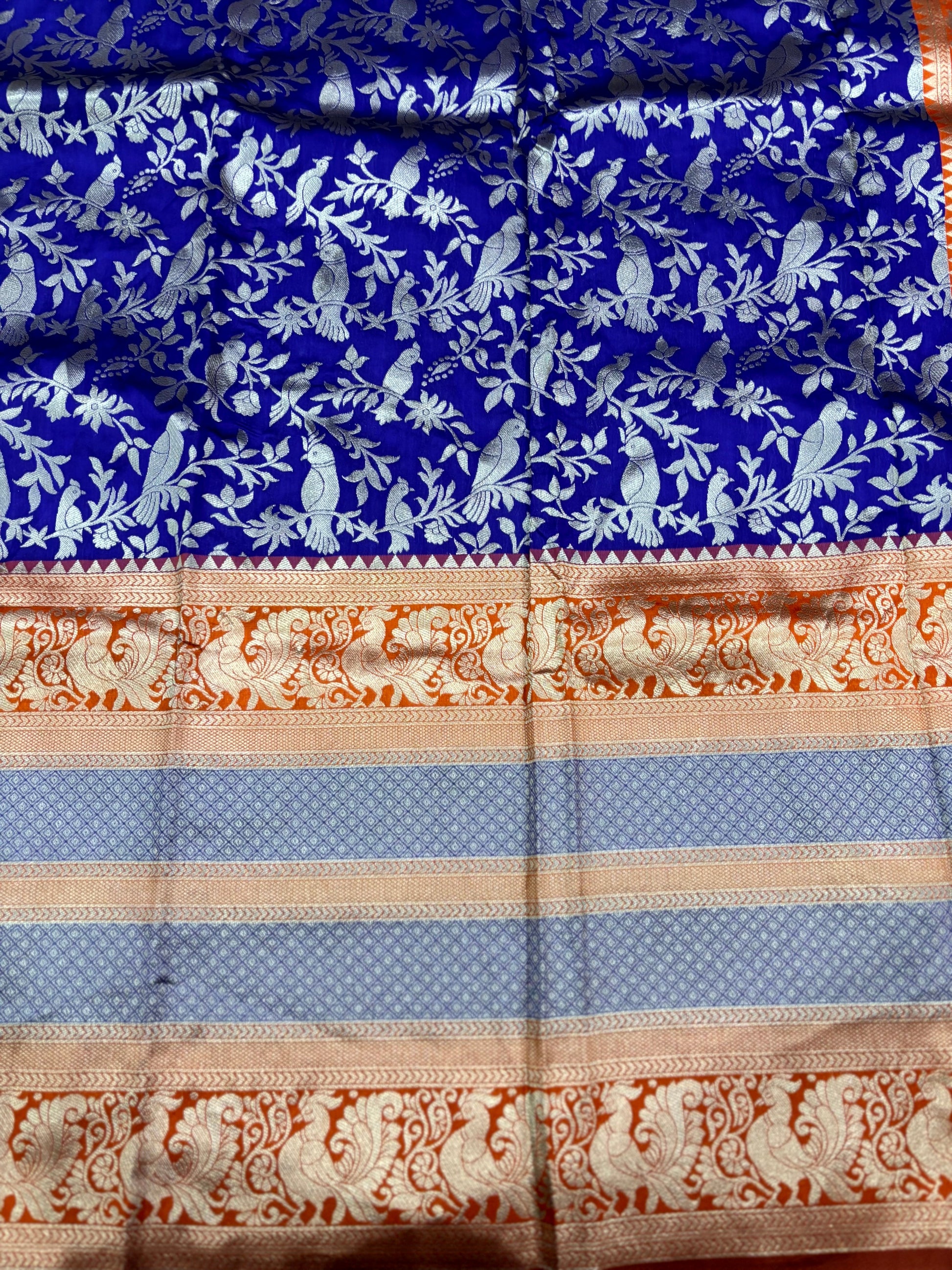 Peacock Royal Blue Banarasi Silk Saree by My Store