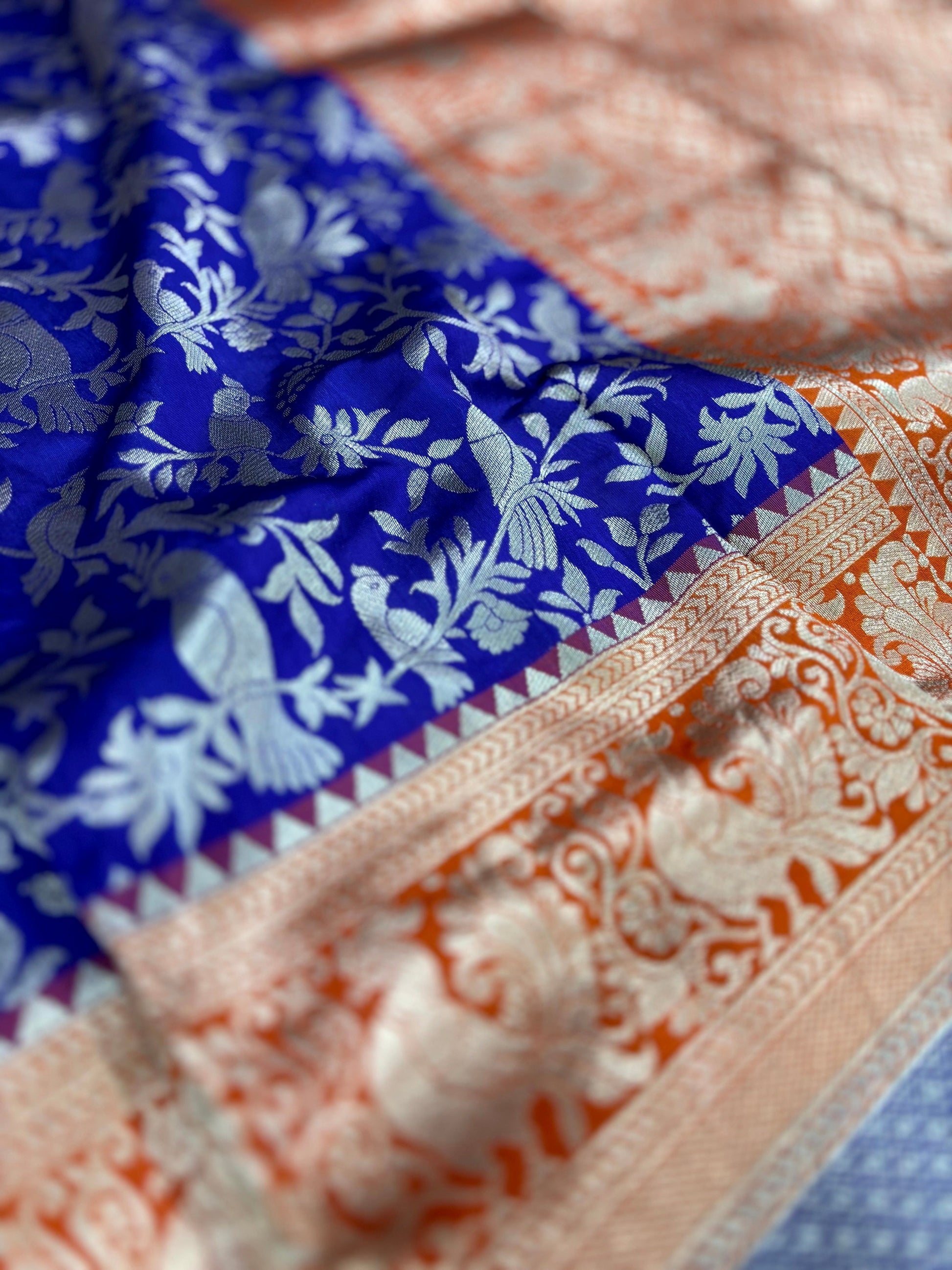 Peacock Royal Blue Banarasi Silk Saree by My Store