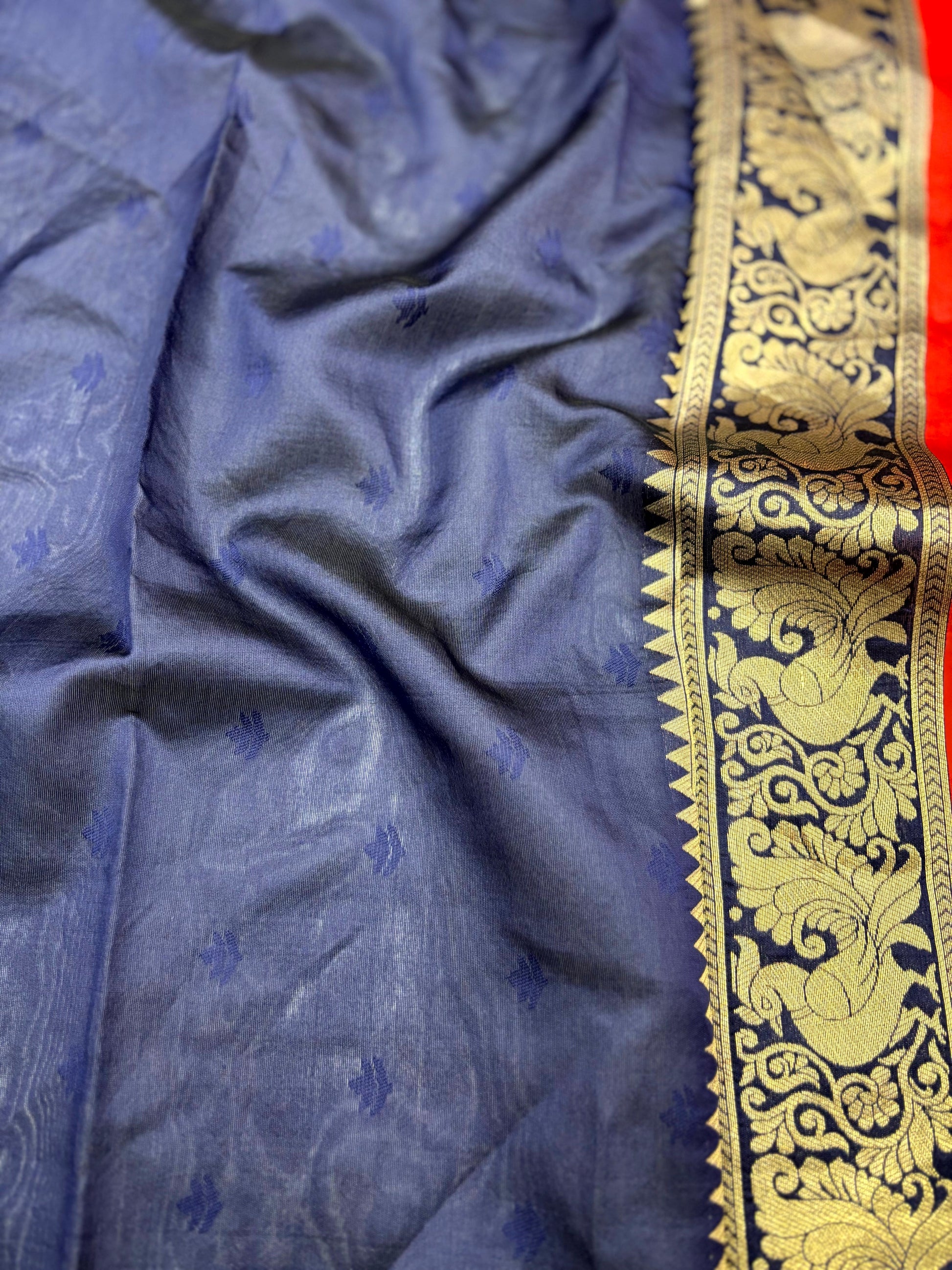 Peacock Blue Banarasi Silk Saree by My Store