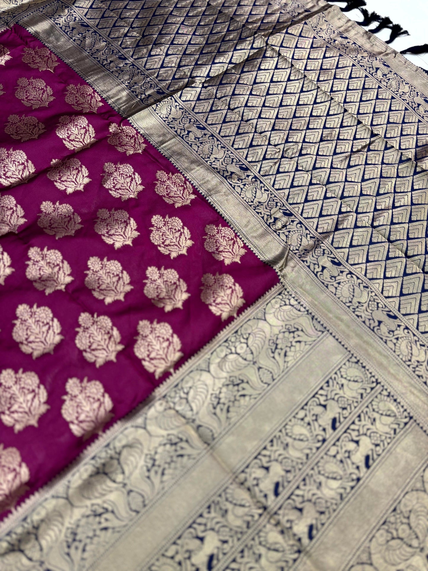 Radiant Wine Woven Design Banarasi Saree by My Store