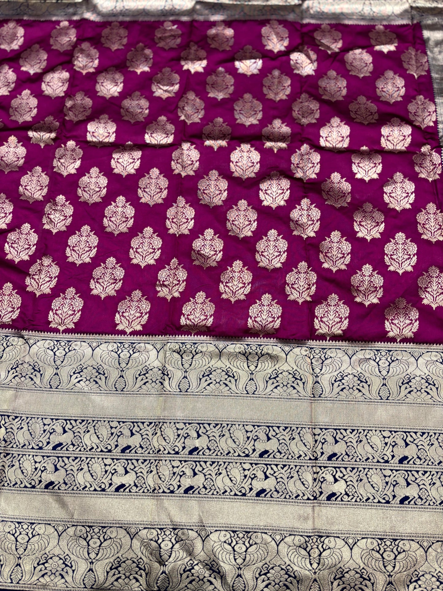 Radiant Wine Woven Design Banarasi Saree by My Store
