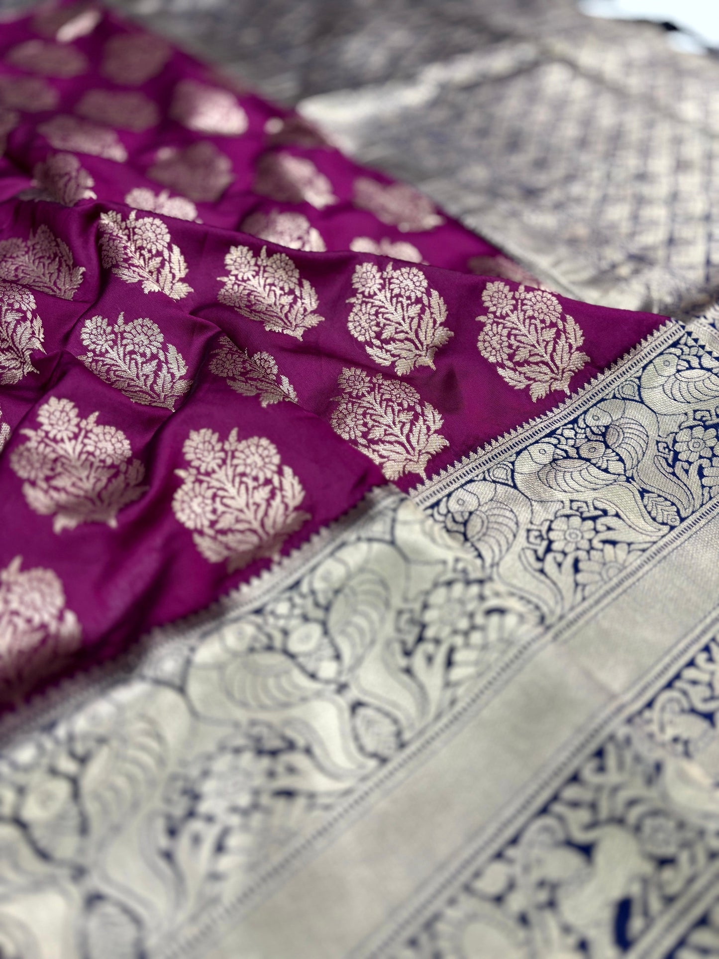 Radiant Wine Woven Design Banarasi Saree by My Store